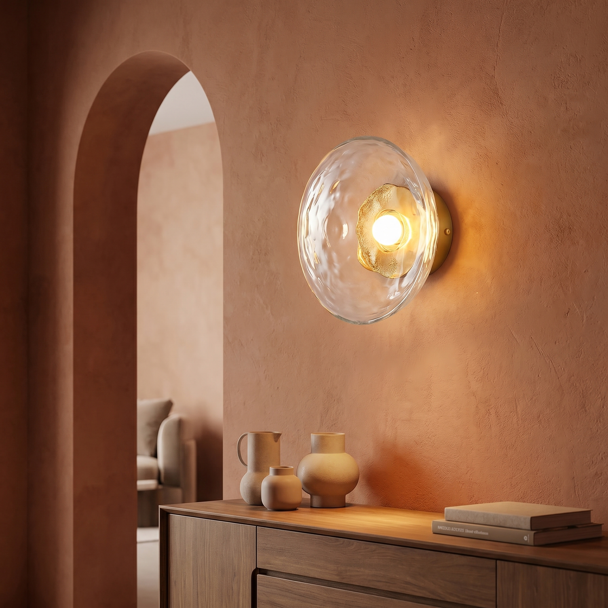 Glass and Iron Wall Lamp, Up Down Light, LED Included, 90-260V