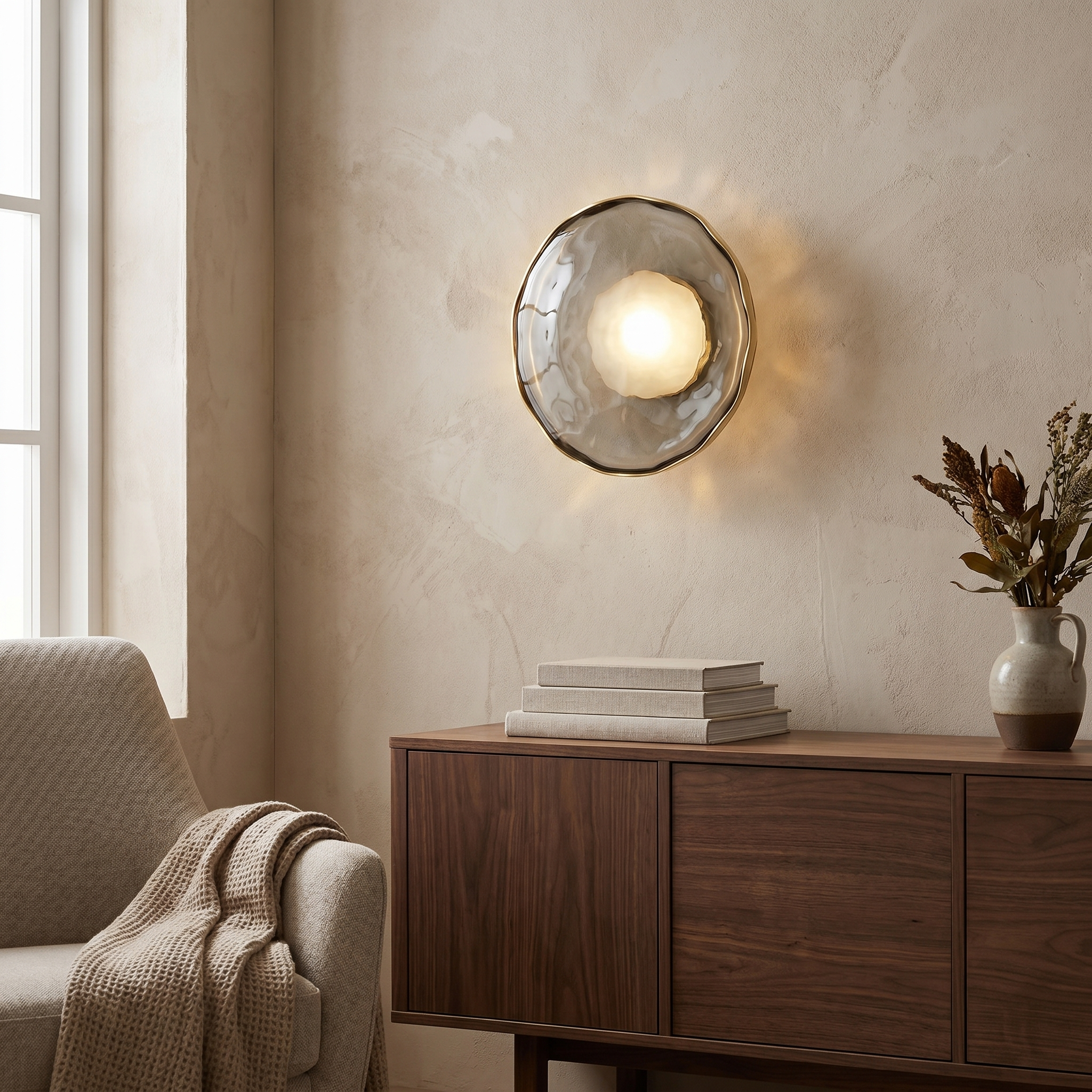 Glass and Iron Wall Lamp, Up Down Light, LED Included, 90-260V