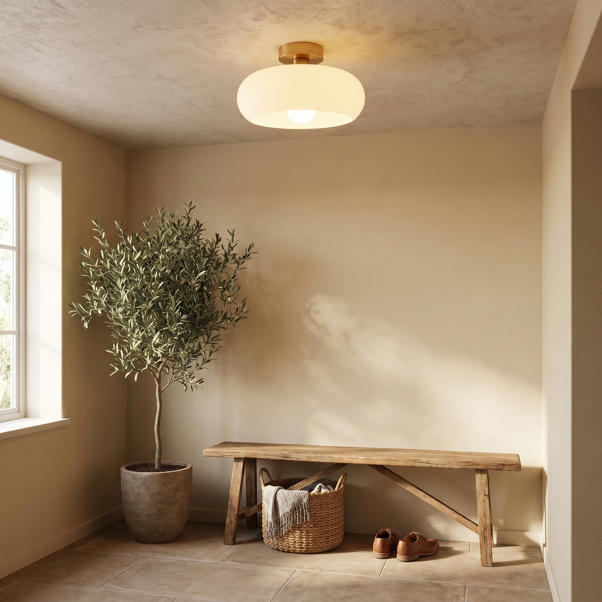 Glass Copper Ceiling Light, E26, Flush Mount or Pendant, Orange or White