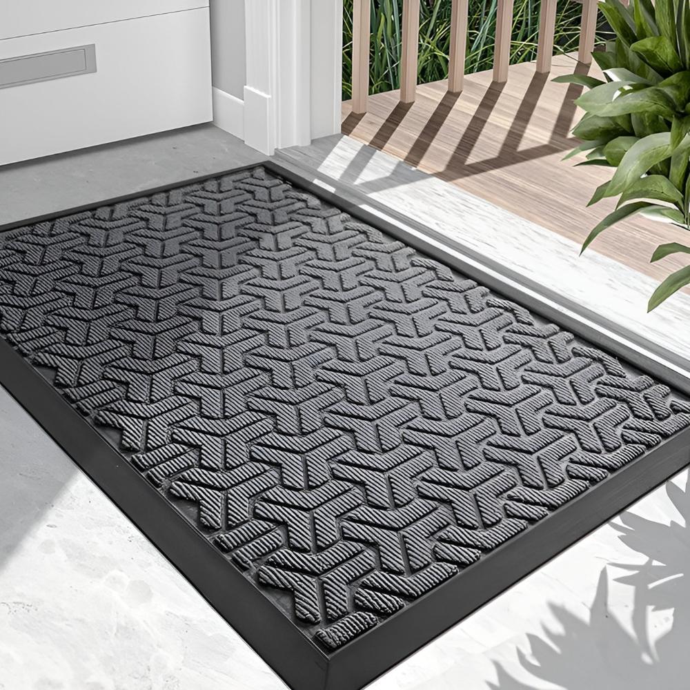 Geometric Entryway Door Mat, Non-Slip Rubber-Backed