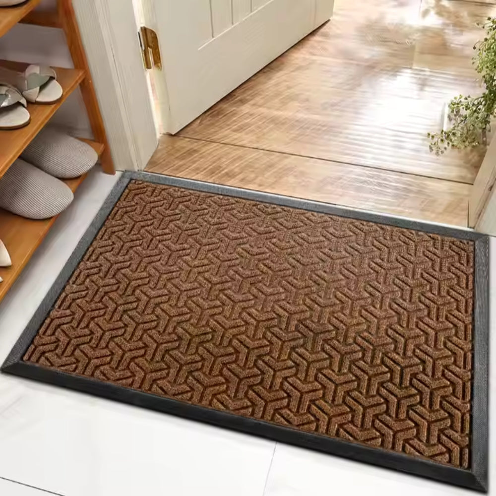 Geometric Entryway Door Mat, Non-Slip Rubber-Backed