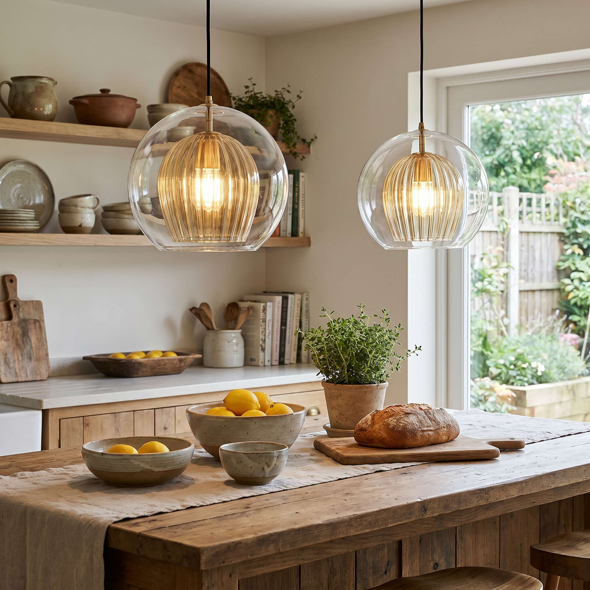 Glass Globe Pendant Light, Clear or Amber, G4 LED, 15, 20 or 25 cm, IP20