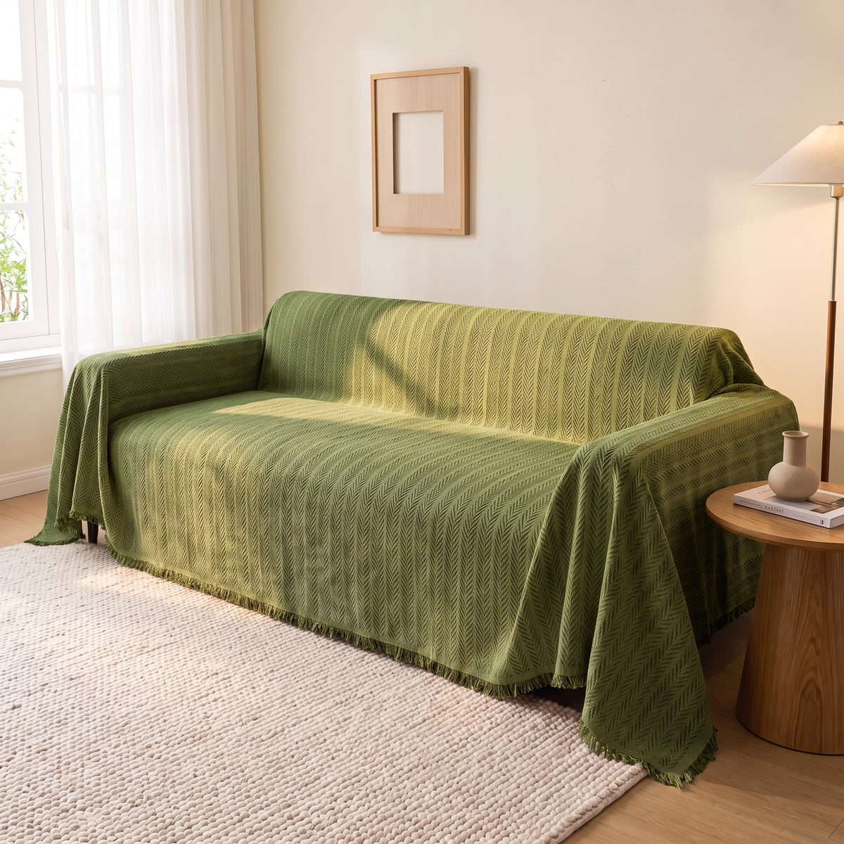 Sofa Cover in Green on a sofa