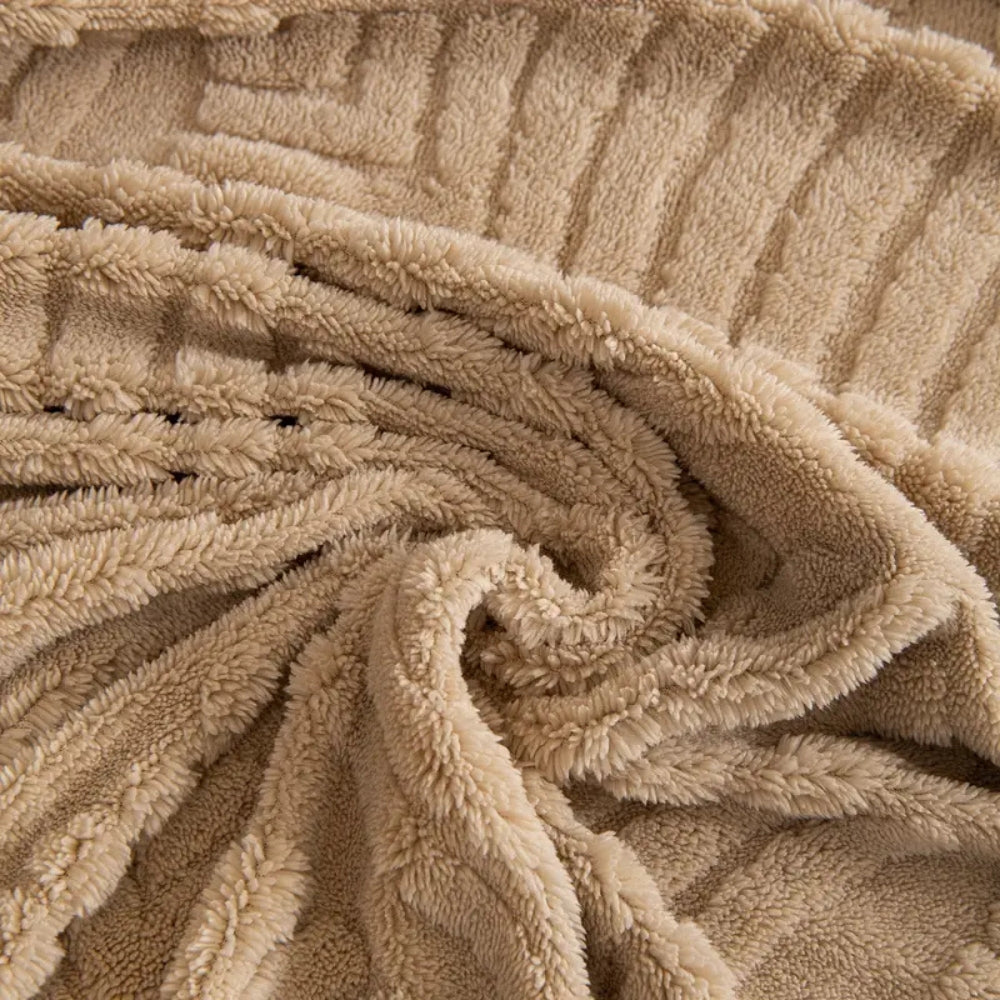 Herringbone Leaf Fleece Sofa Cover, Non-Slip