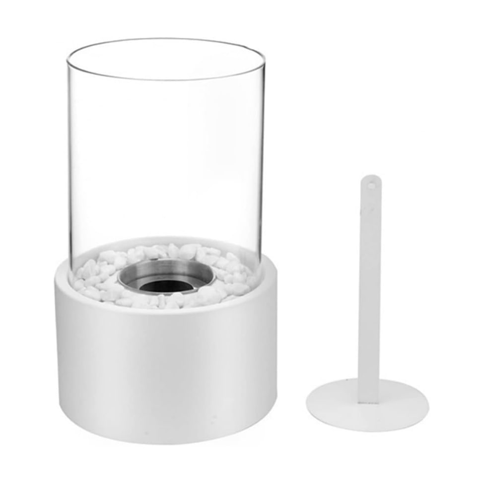 Horten fire lamp in white with its extinguisher