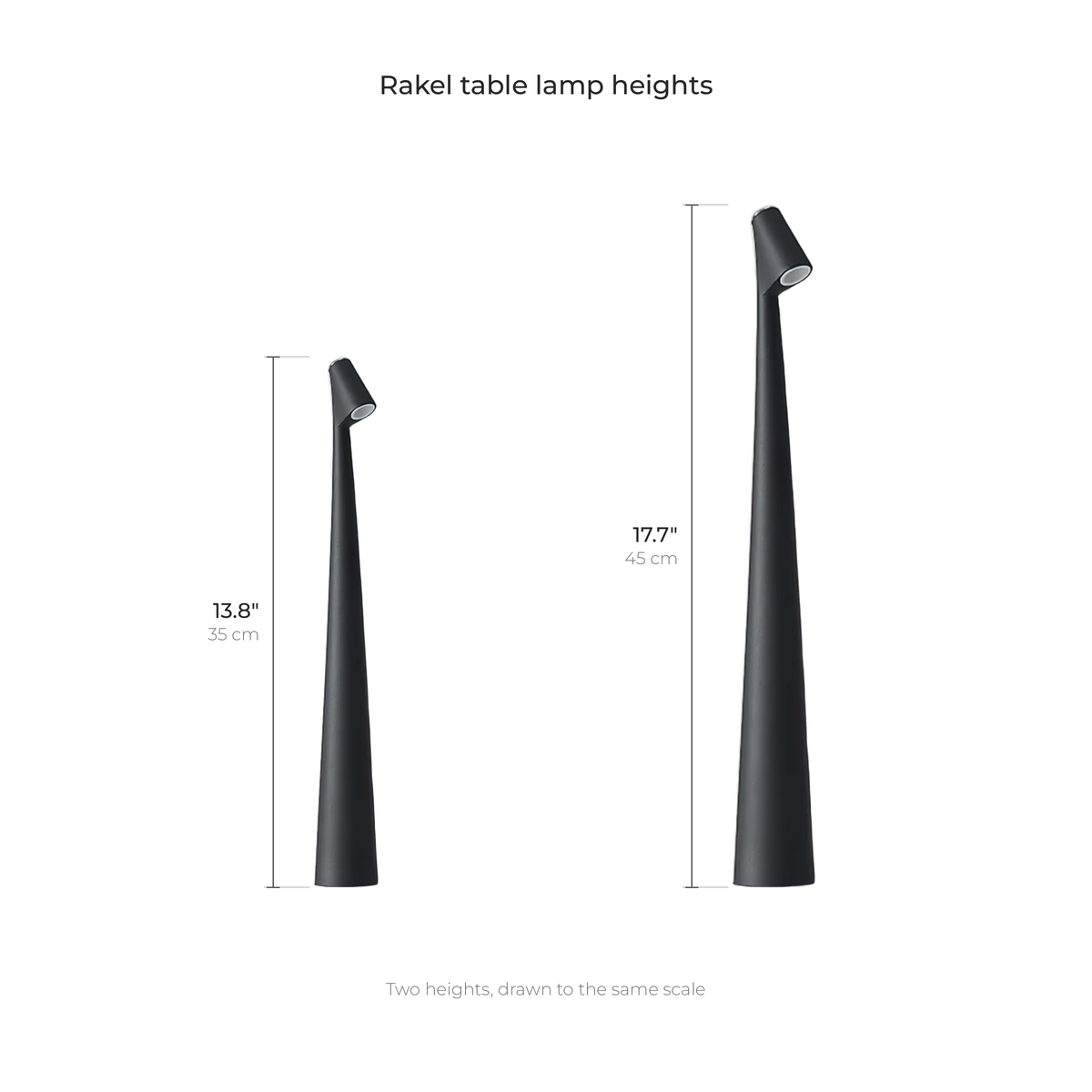 Iben table lamp dimensions drawn with inches and centimeters