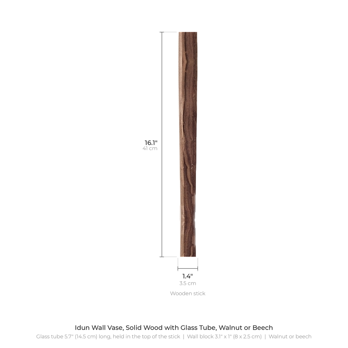 Idun wall vase dimensions diagram with measurements