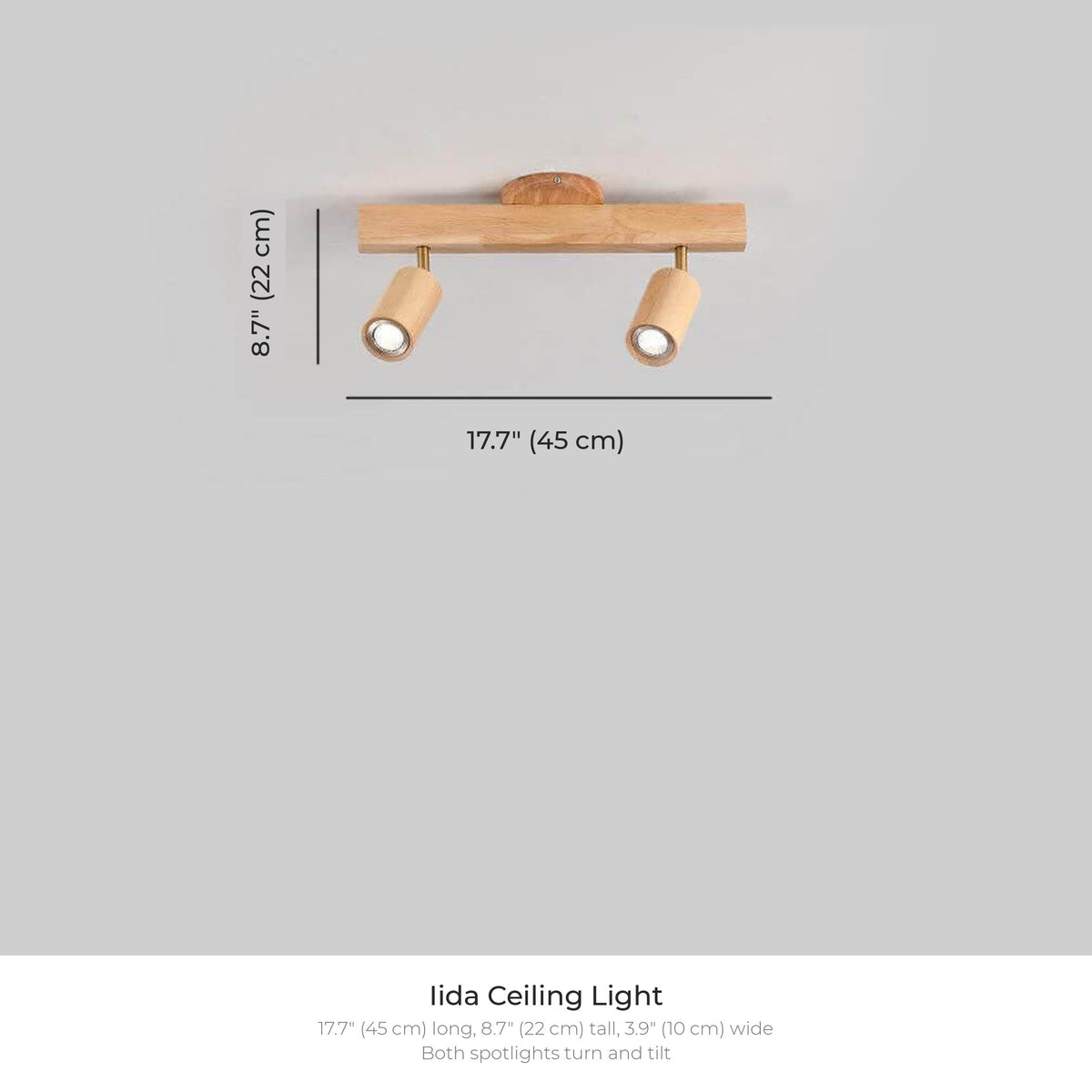 Iida wooden spotlight ceiling light dimensions