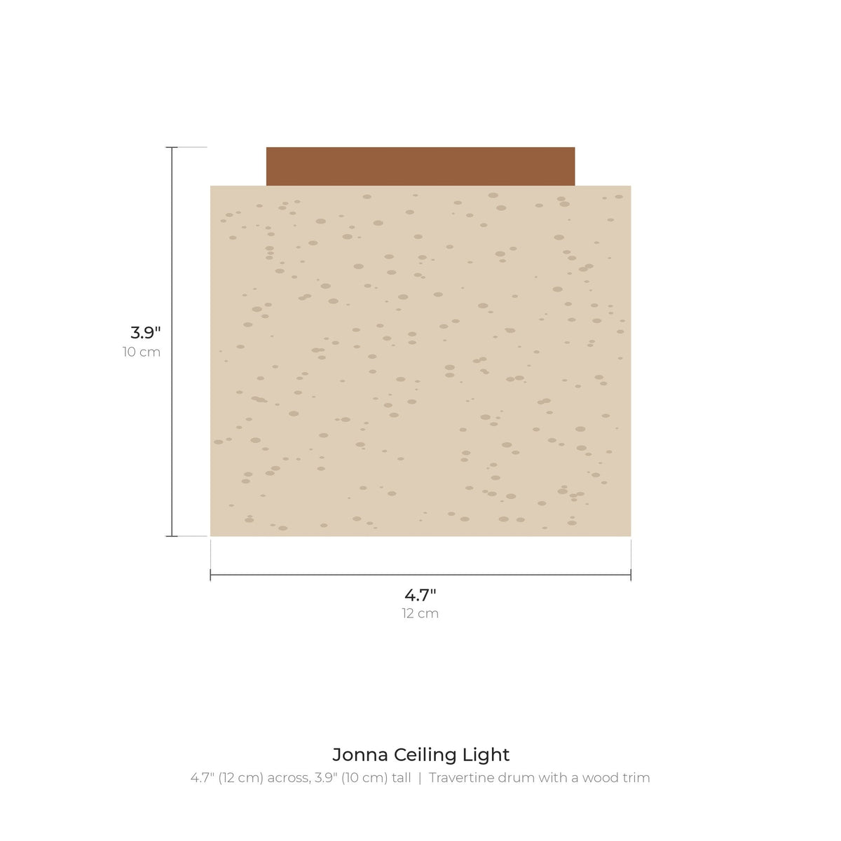 Jonna ceiling light dimensions: 4.7 inches across, 3.9 inches tall