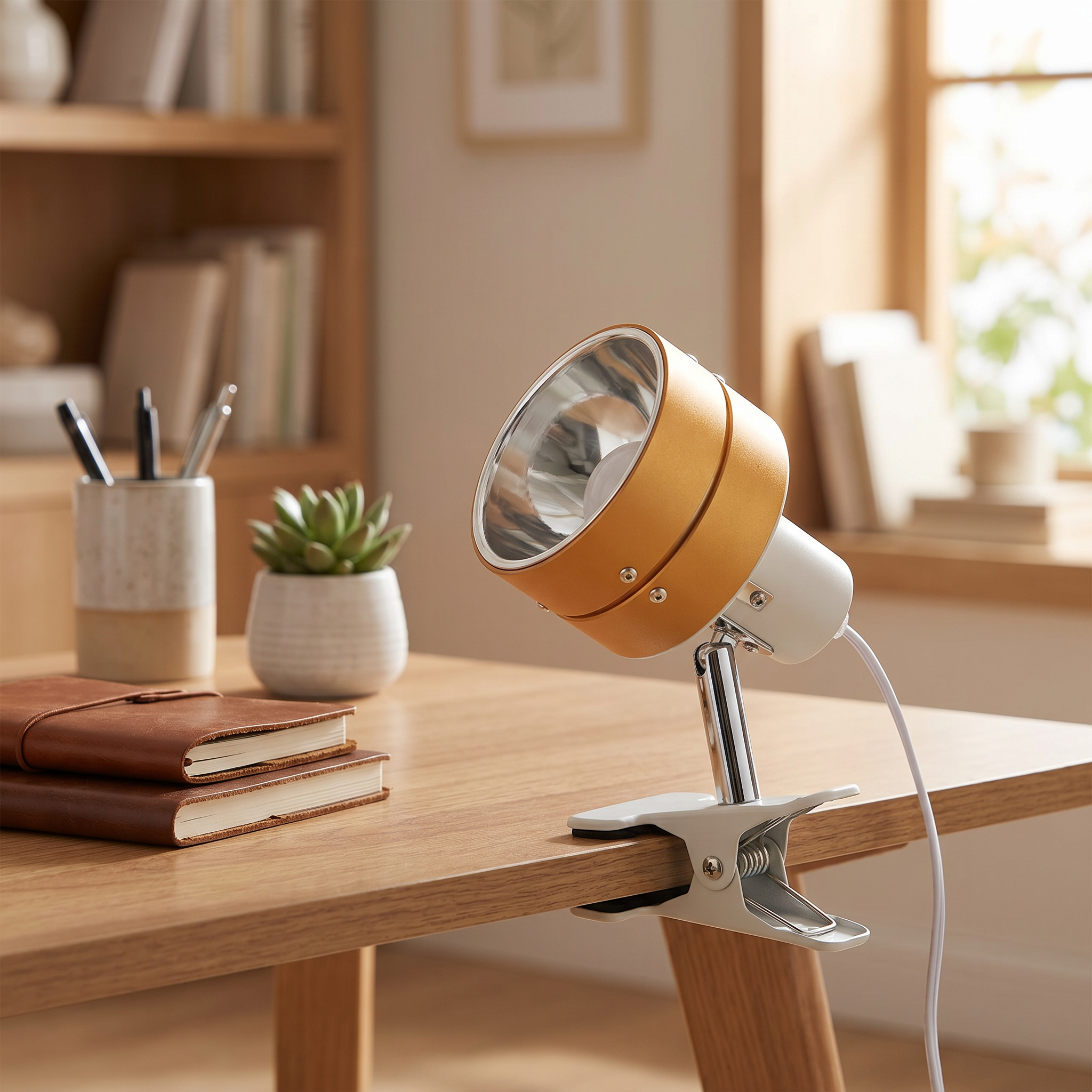 Japanese Round Wood Table Lamp, Iron and Acrylic, E26, Two Colors