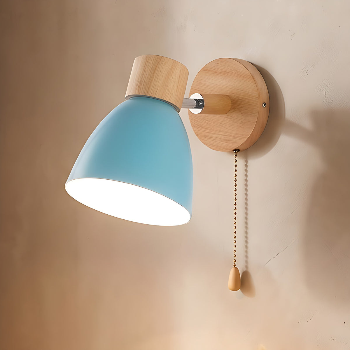 Juni wall sconce, blue, with pull chain