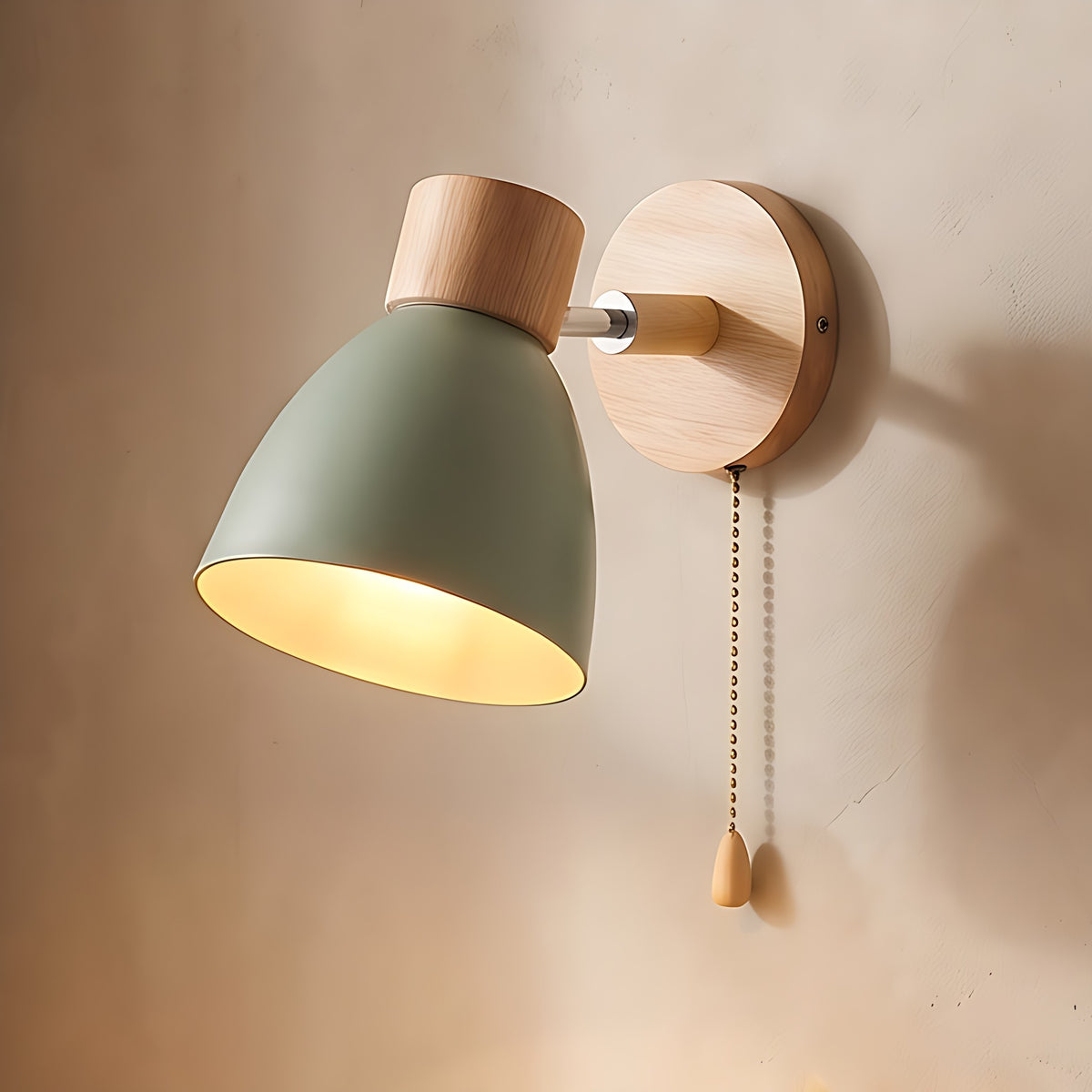 Juni wall sconce, green, with pull chain