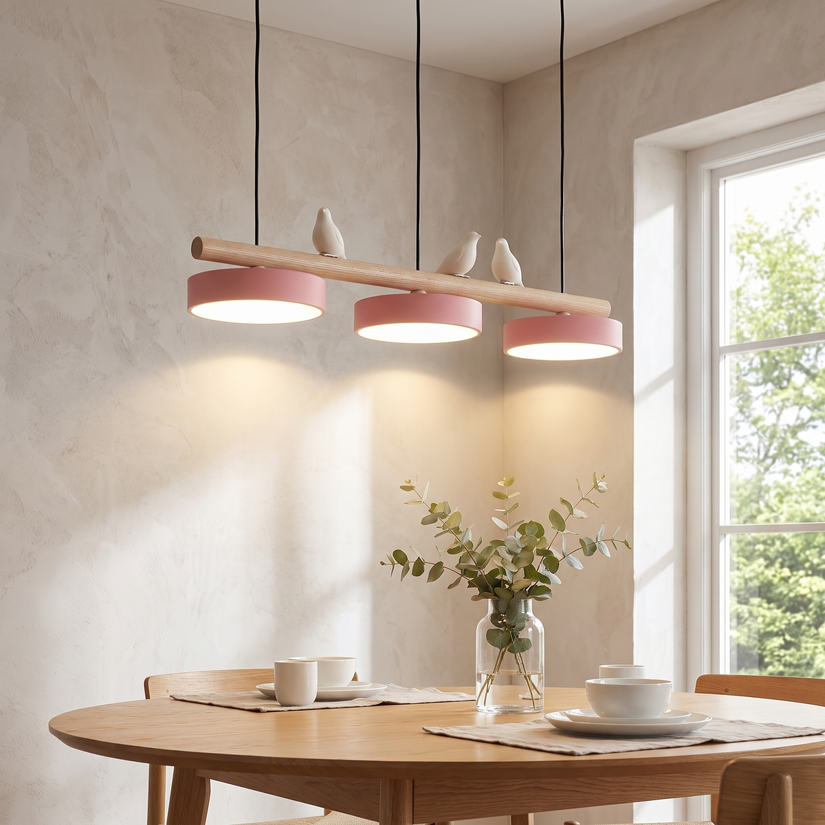 Linnet Bird Pendant Lamp, Wood, Scandinavian