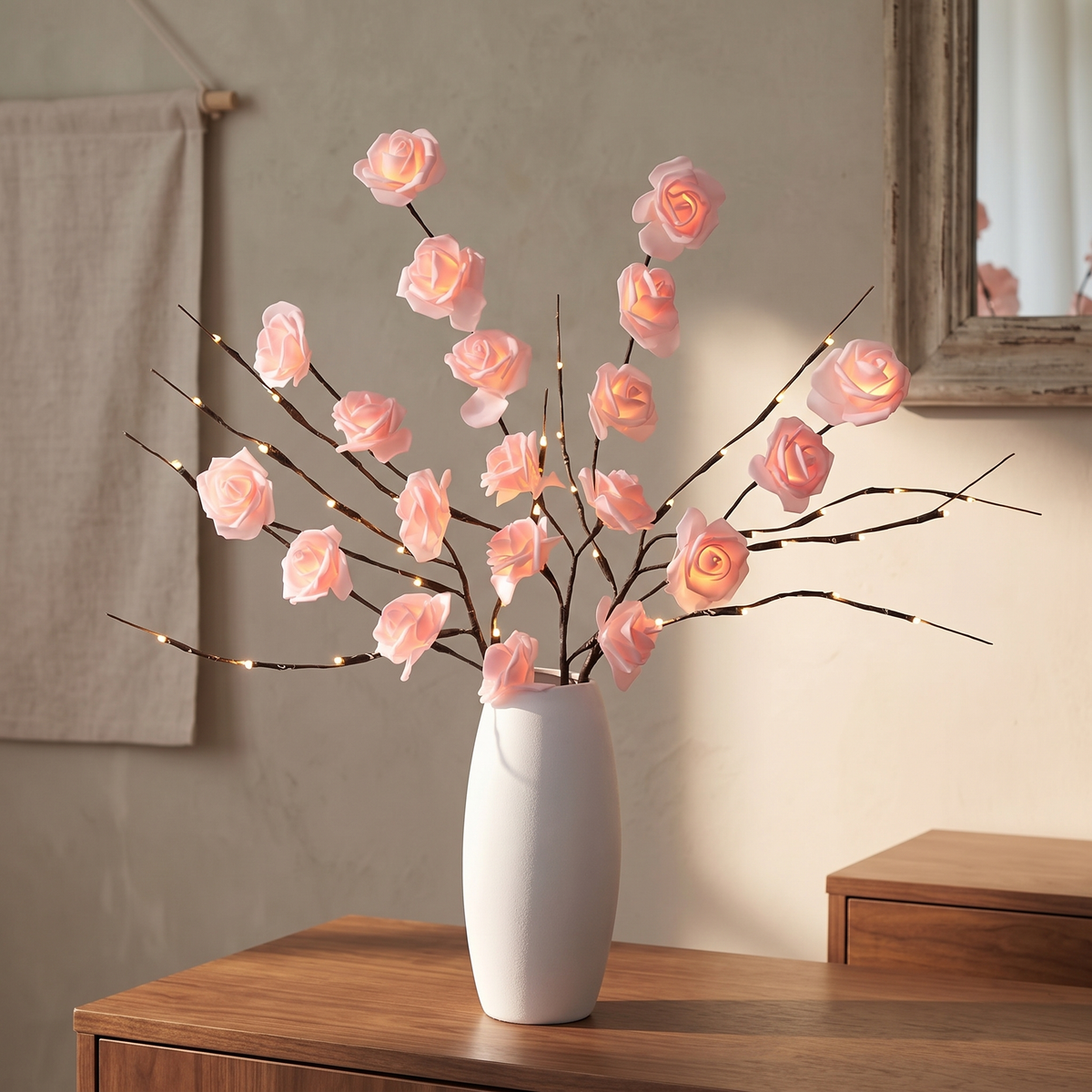 Lighted branches, Pink Rose