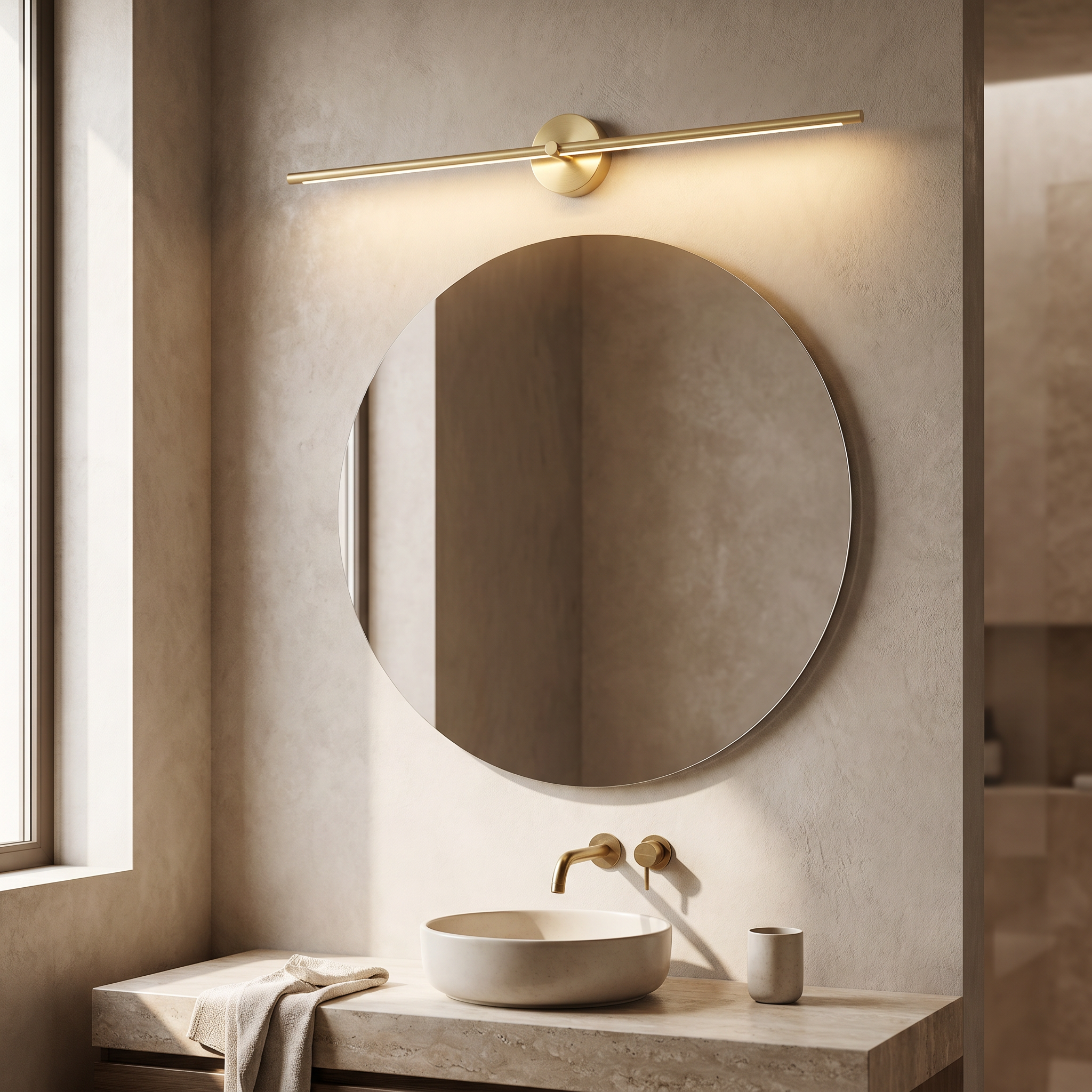 Linear LED Wall Sconce, Metal and Aluminium, 3000K or 6000K, 60 or 80 cm