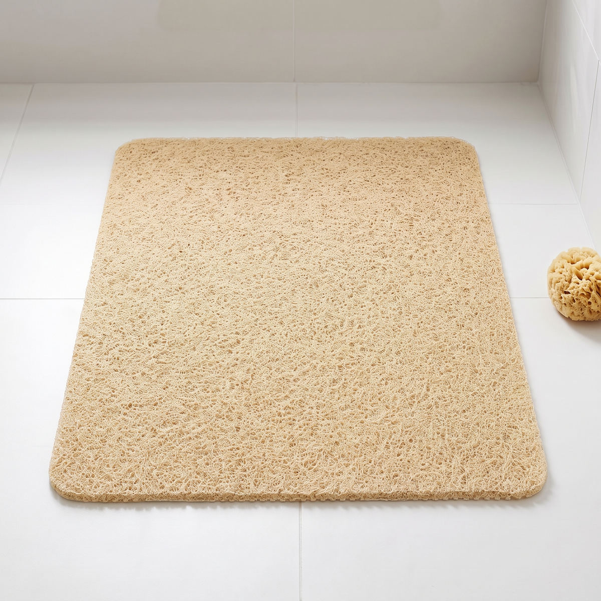 Yellow loofah shower mat