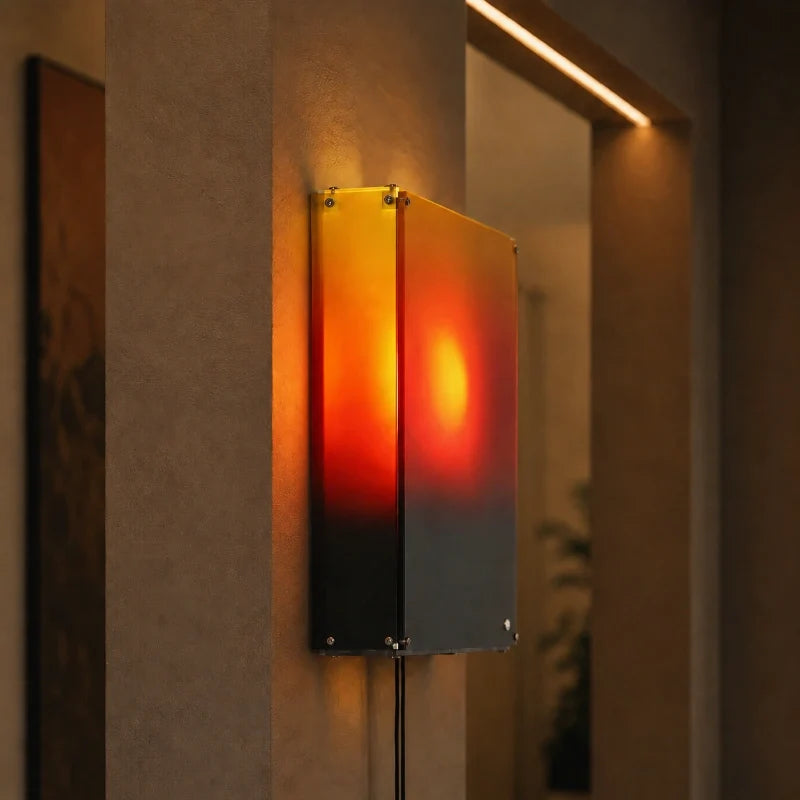 Side view of the Lyng sunset wall light on a wall