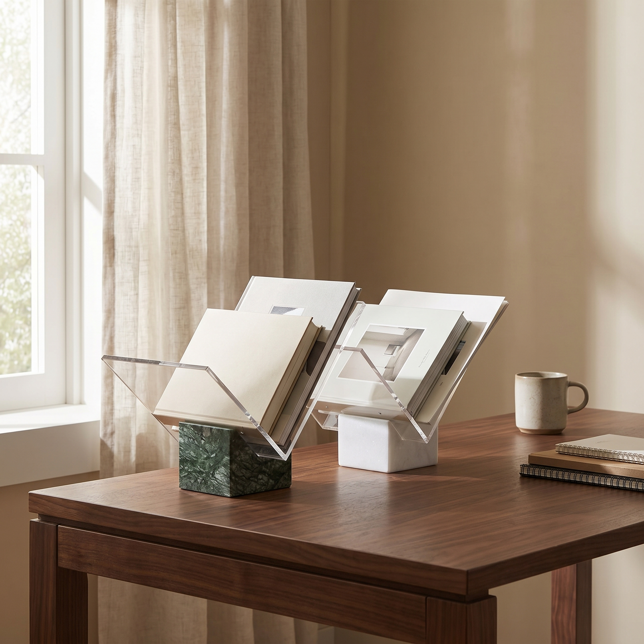 Marble Acrylic File Holder, 27 x 20 x 21.5 cm, White or Green