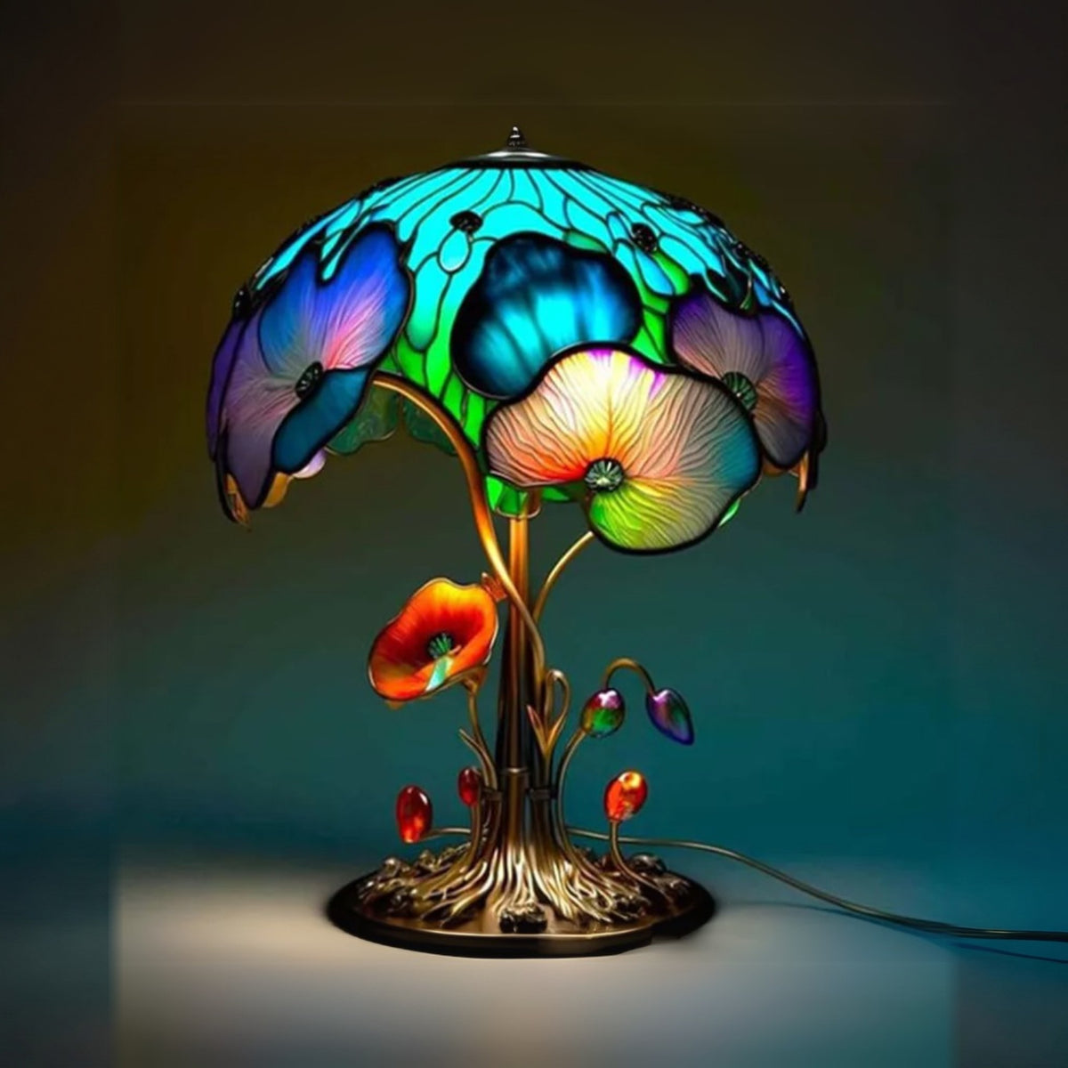 Flowering Mushroom Majken table lamp lit