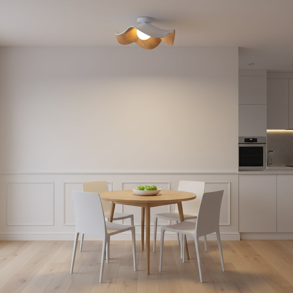 Marlowe Ceiling Light, Resin Globe, Wood-Grain Frame