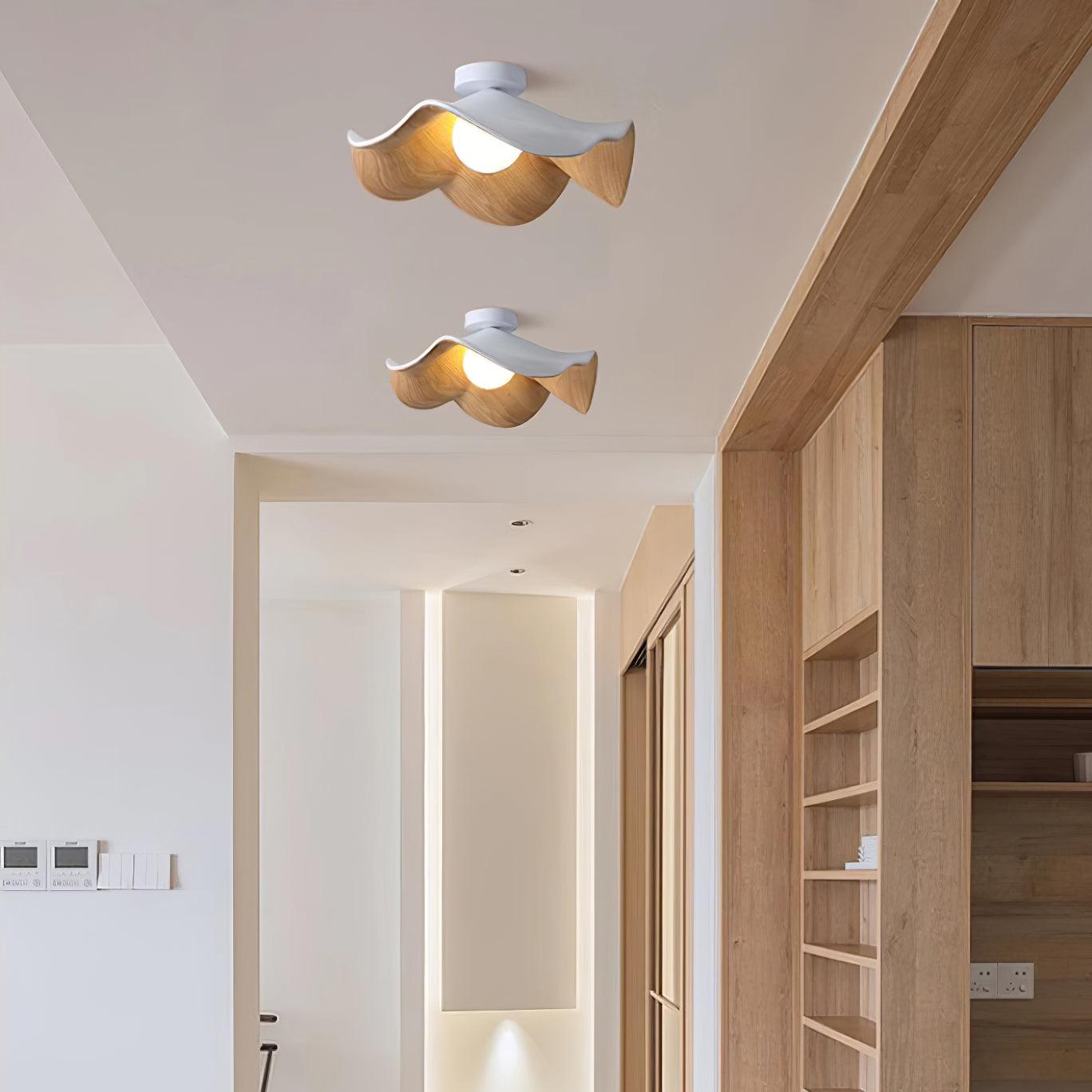 Marlowe Ceiling Light, Resin Globe, Wood-Grain Frame