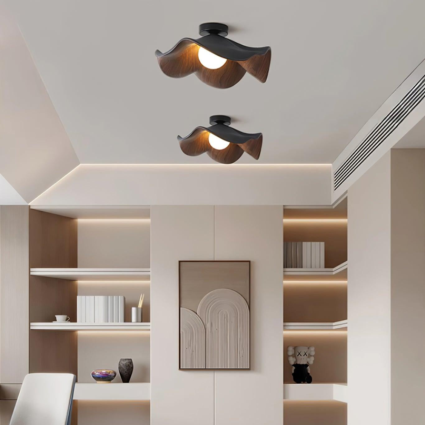 Marlowe Ceiling Light, Resin Globe, Wood-Grain Frame