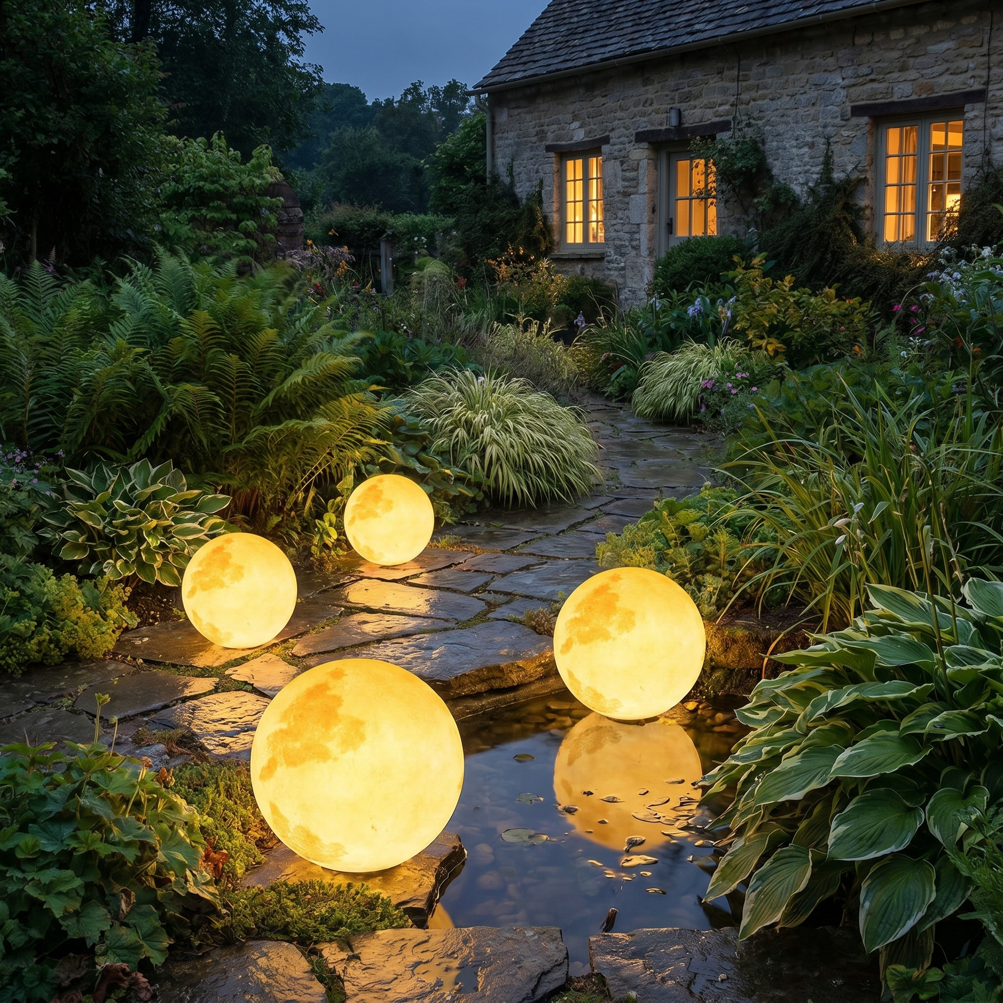 Moon Garden Light, 16-Color Remote, IP65, USB or Solar Rechargeable
