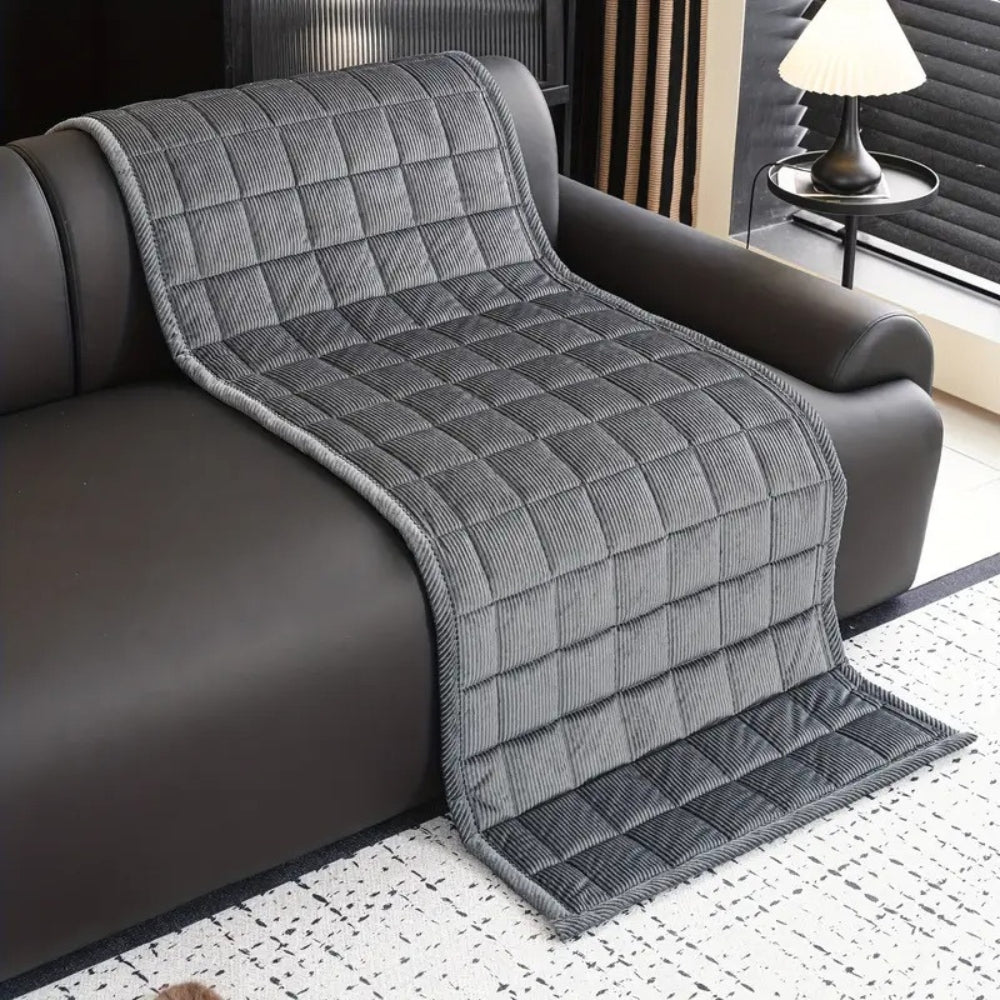 Metro Line Quilted Couch Cover, Non-Slip Microfiber