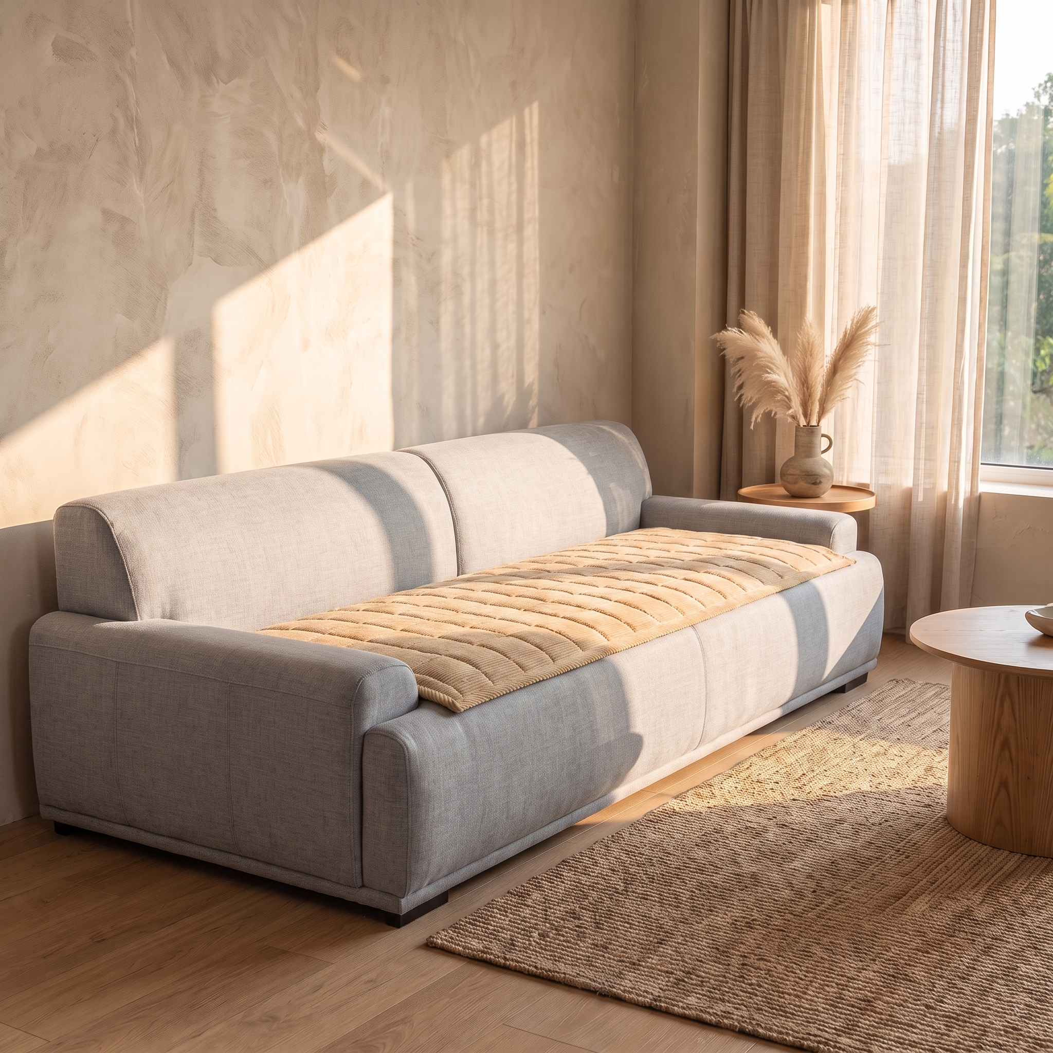 Metro Line Quilted Couch Cover, Non-Slip Microfiber
