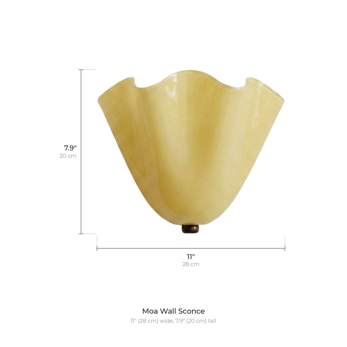 Moa wall sconce dimensions: 11 inches wide, 7.9 inches tall