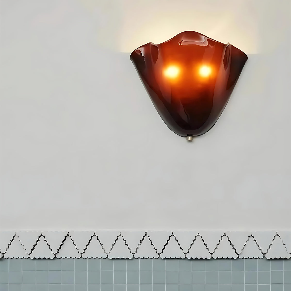 Brown Moa wall sconce lit
