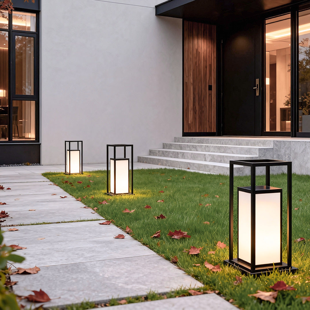 Outdoor Pillar Light, Stainless Steel and Acrylic, IP65, Solar or Hardwired