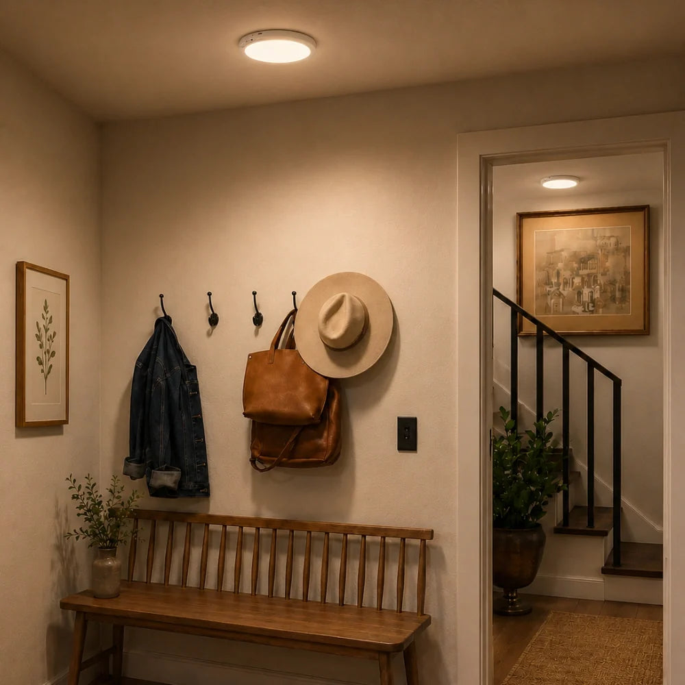 Motion light on an entry hall ceiling