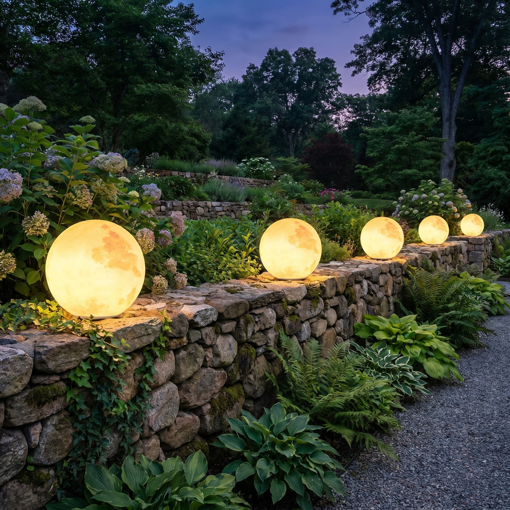 Moon-Shaped Pillar Light, PE, IP65, Solar or Hardwired, Five Diameters