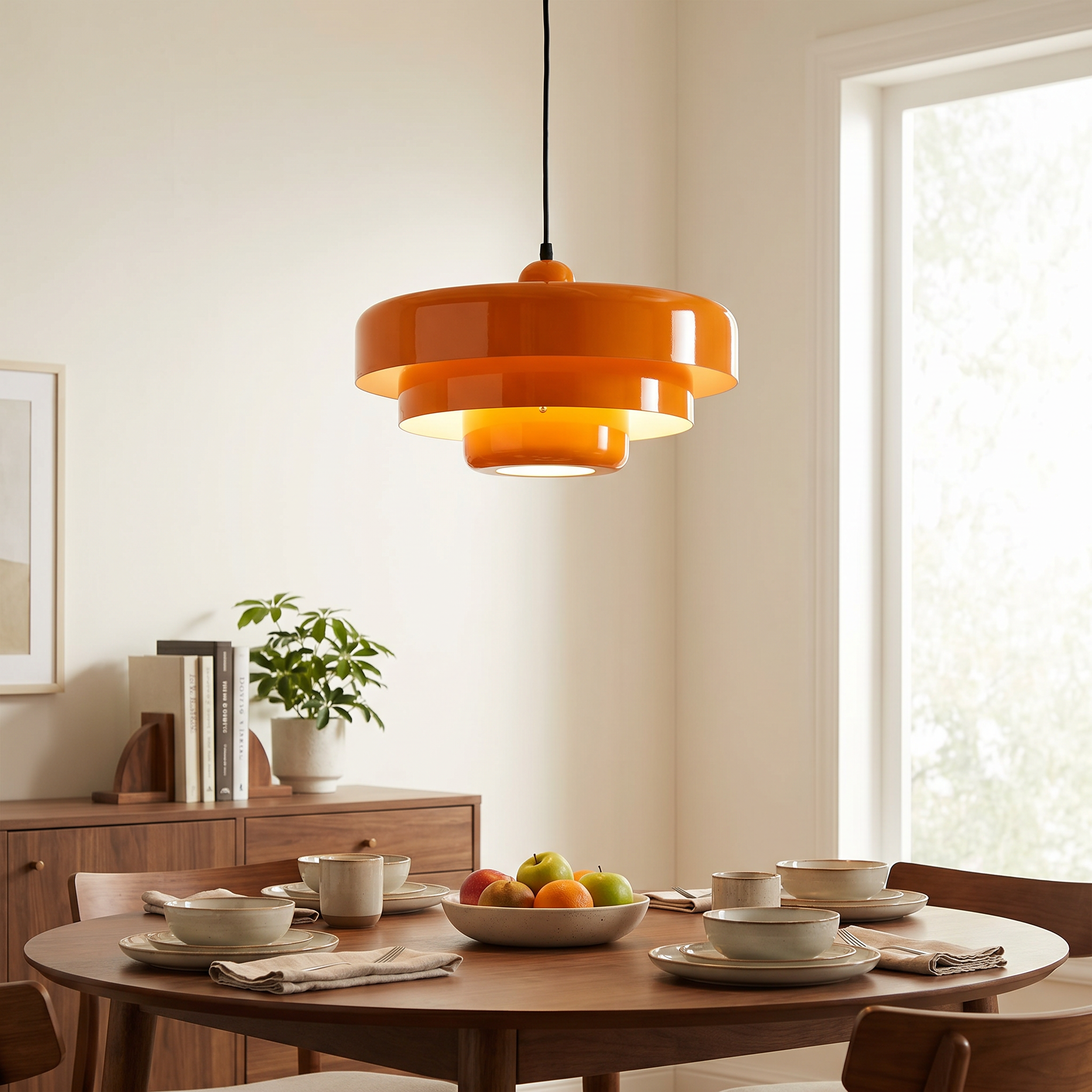 Multi-Layered Round Metal Pendant Light, E26, Three Colors, 200cm Cord
