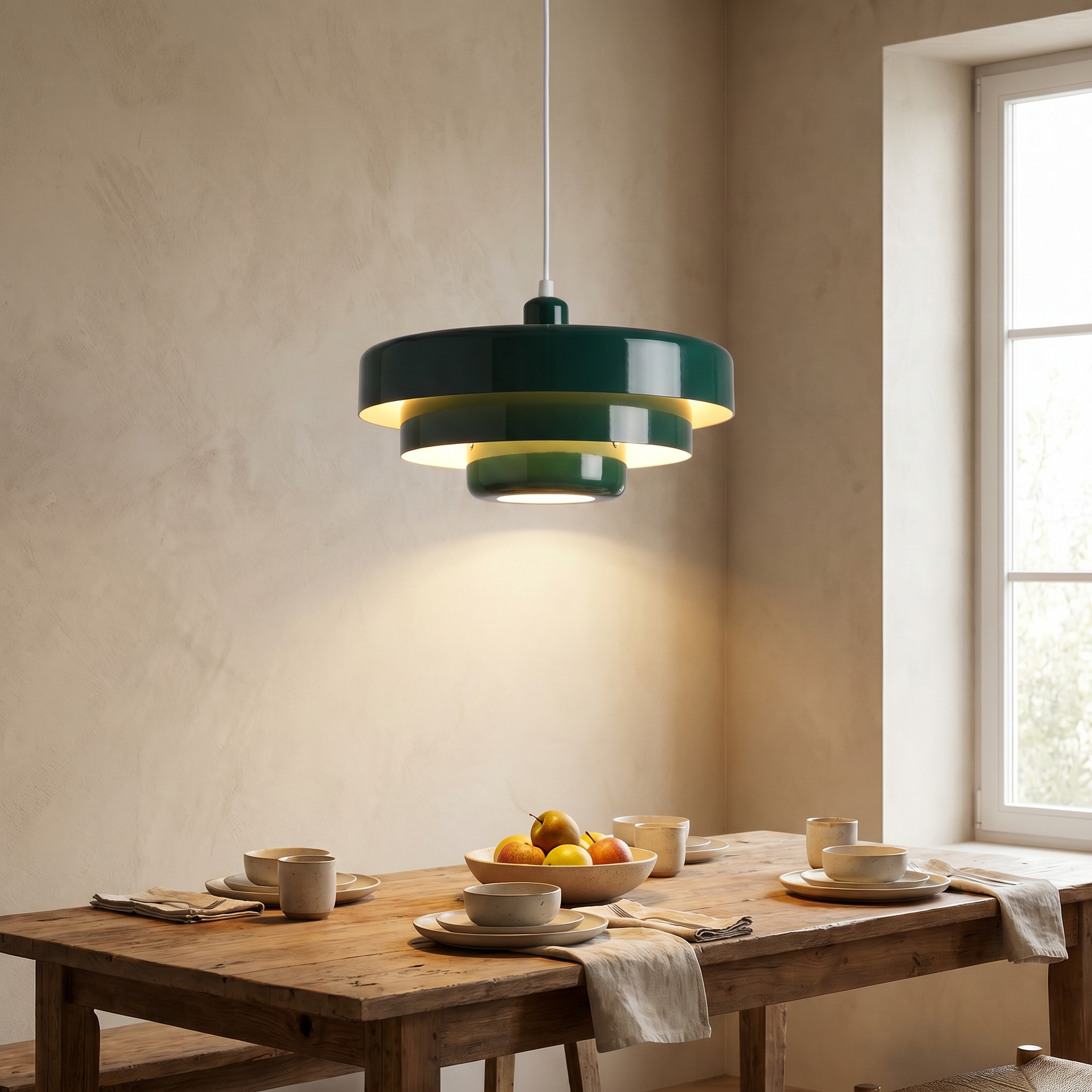 Multi-Layered Round Metal Pendant Light, E26, Three Colors, 200cm Cord