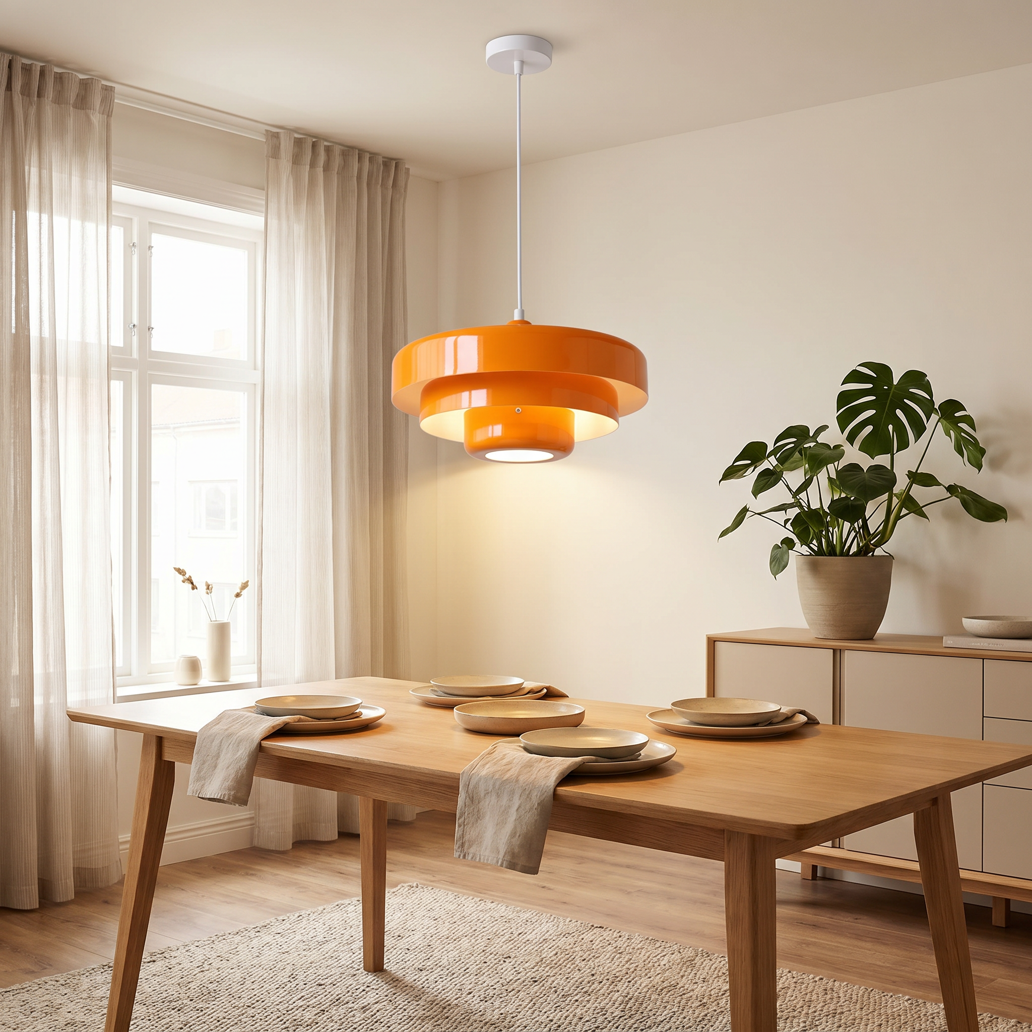 Multi-Layered Round Metal Pendant Light, E26, Three Colors, 200cm Cord