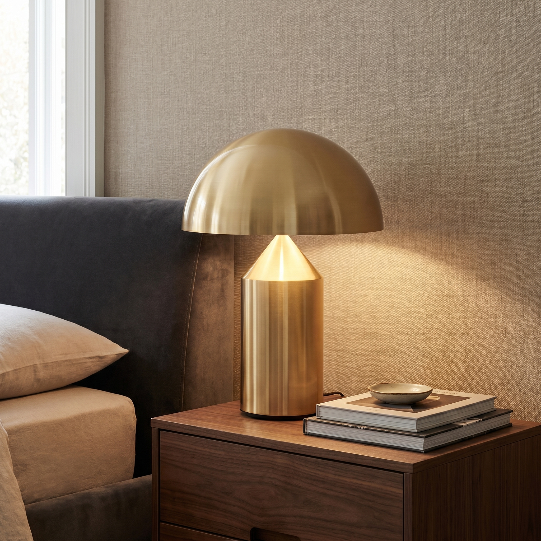 Mushroom Table Lamp, Dimmable LED, Iron, Three Colour Temps, USB