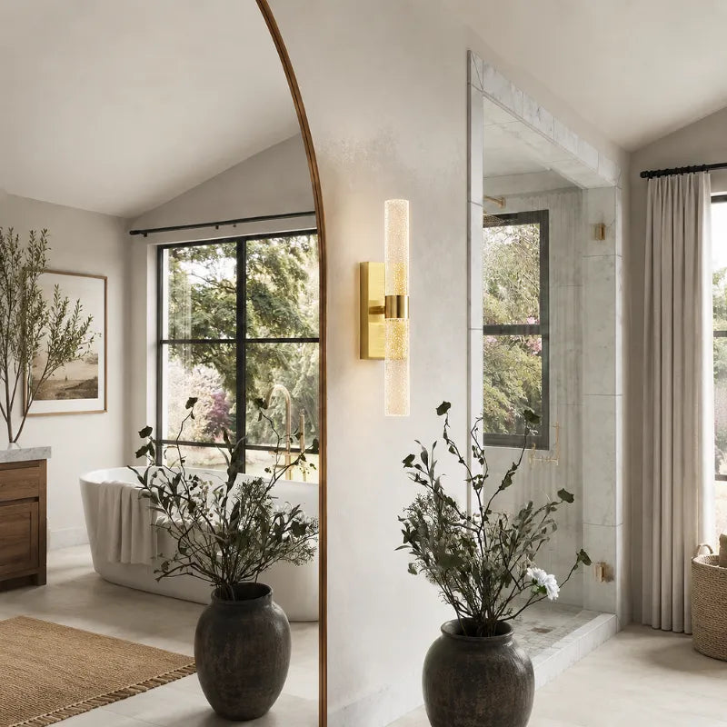 Namsos wall light in a bright bathroom