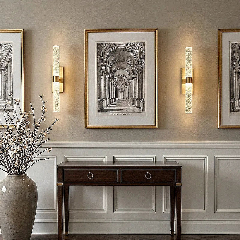 Pair of Namsos wall lights above a hallway console