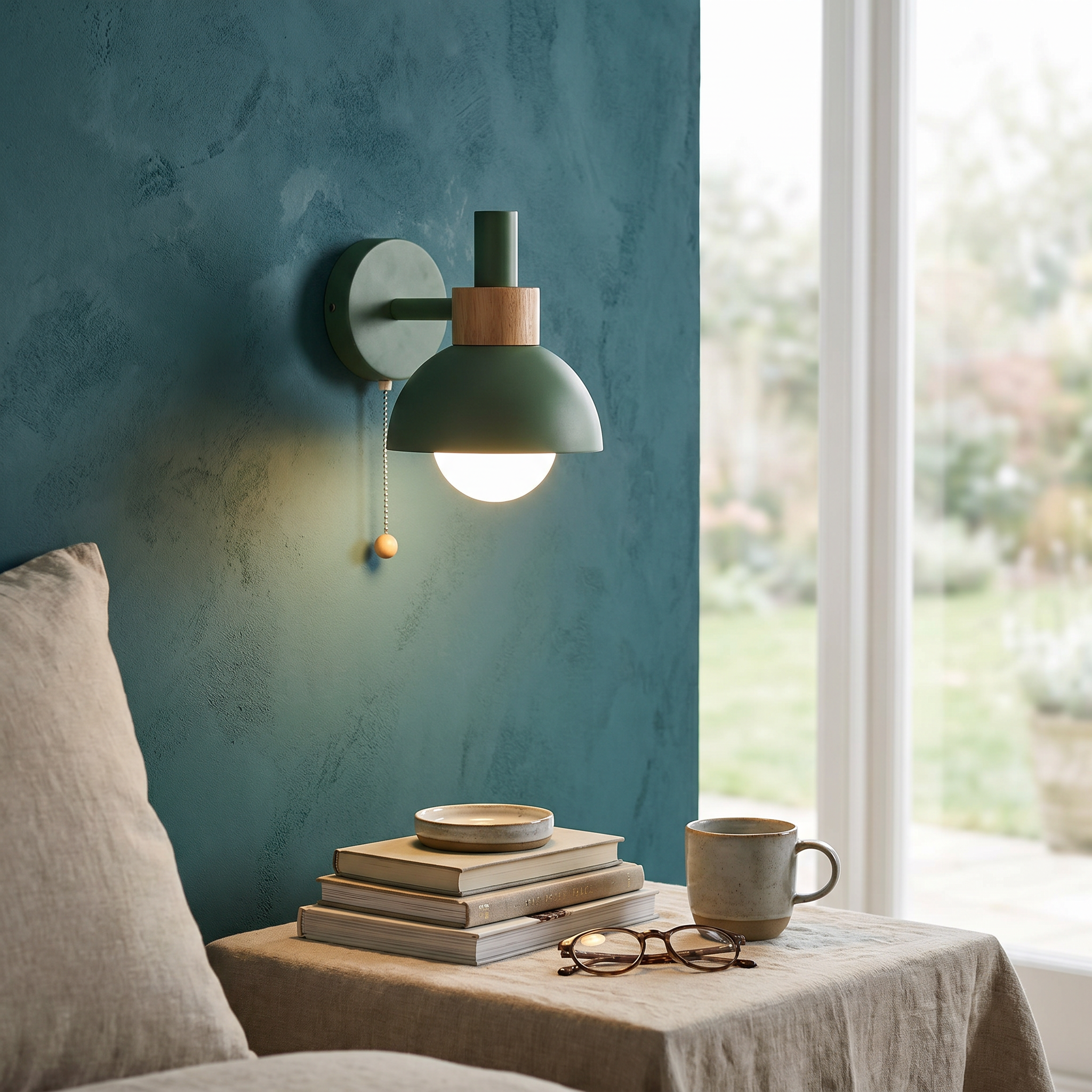 Nordic Globe Wall Sconce, Iron and Glass, E26, Five Colors, Pull-Chain