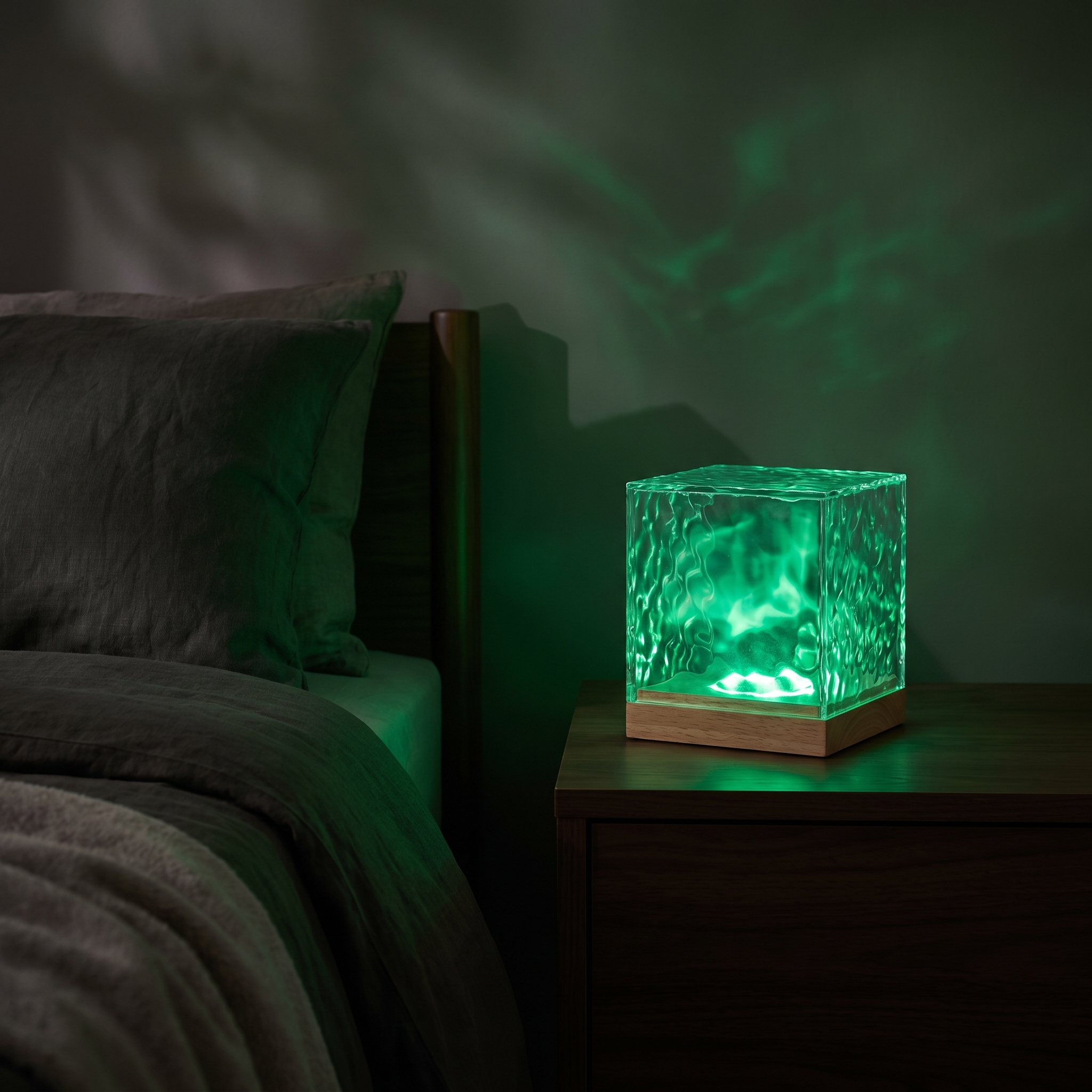 Northern Lights Cube Lamp, 16-Color Prism, Wood and Acrylic, USB