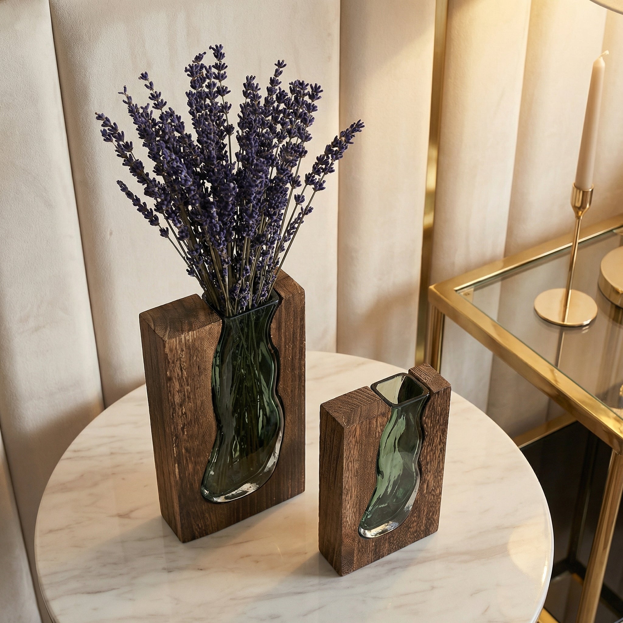 Nordic Live Edge Vase, Glass Tabletop Centerpiece
