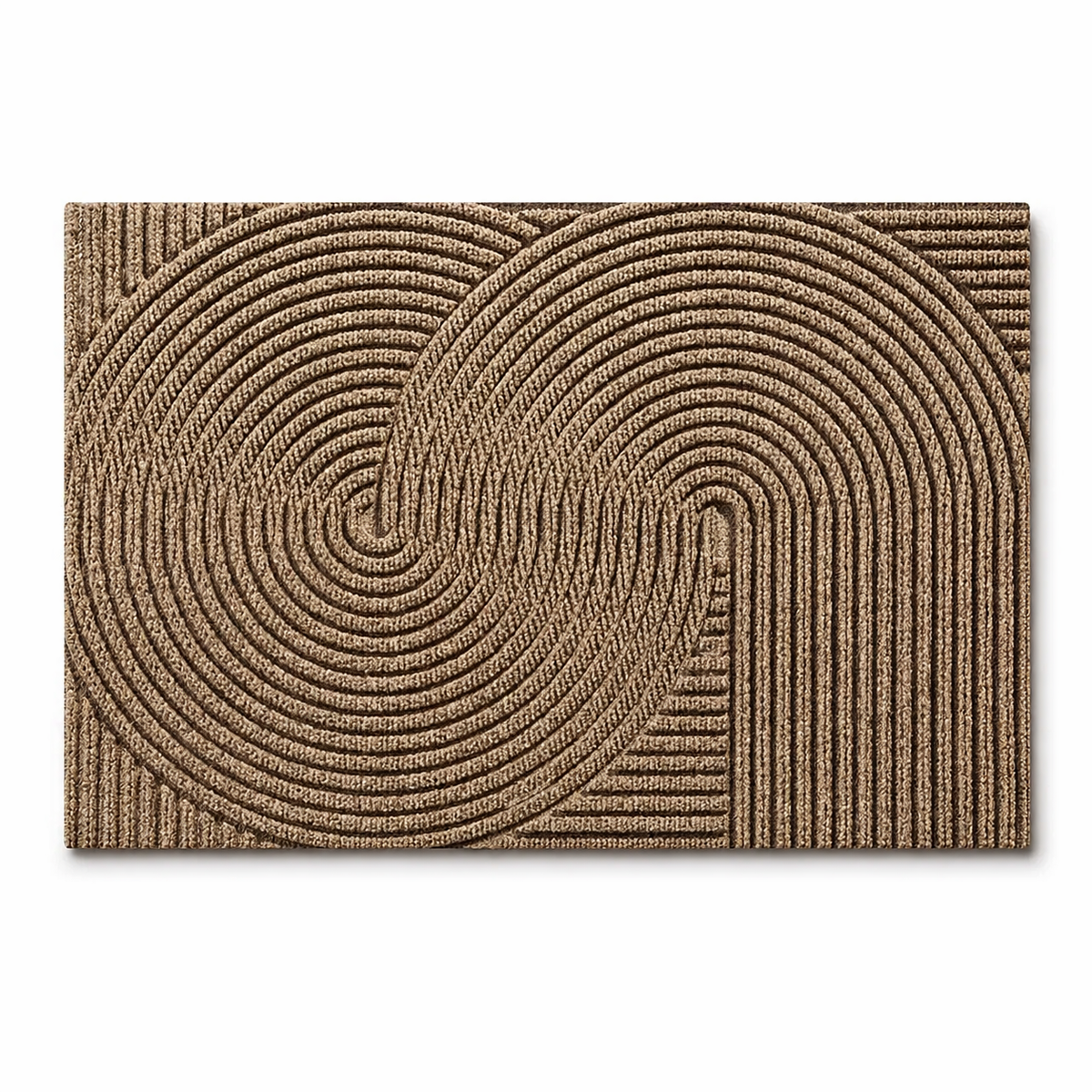 Khaki patterned door mat, flat view on white