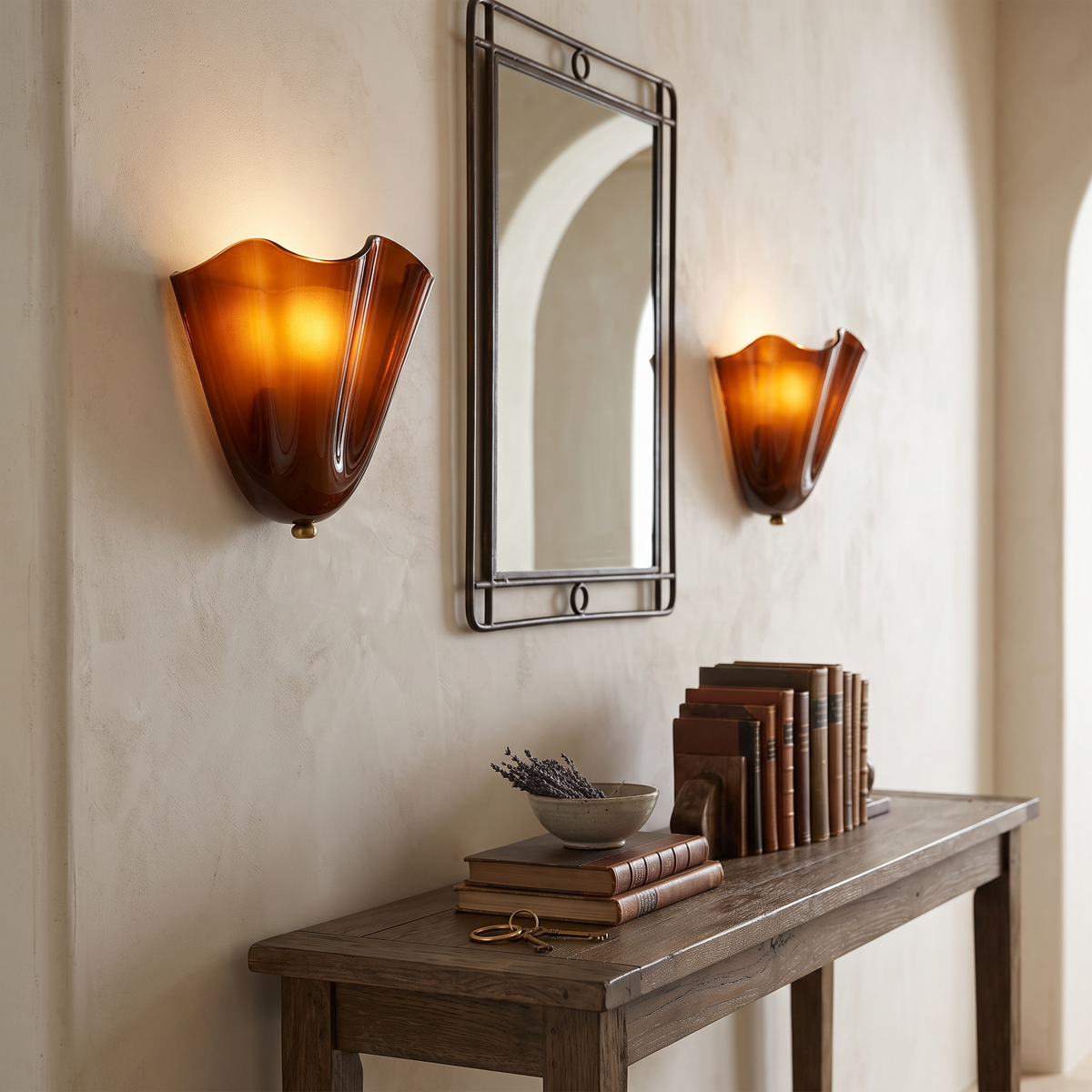 Odile Hand-Blown Glass Wall Lamp, Petal Shade
