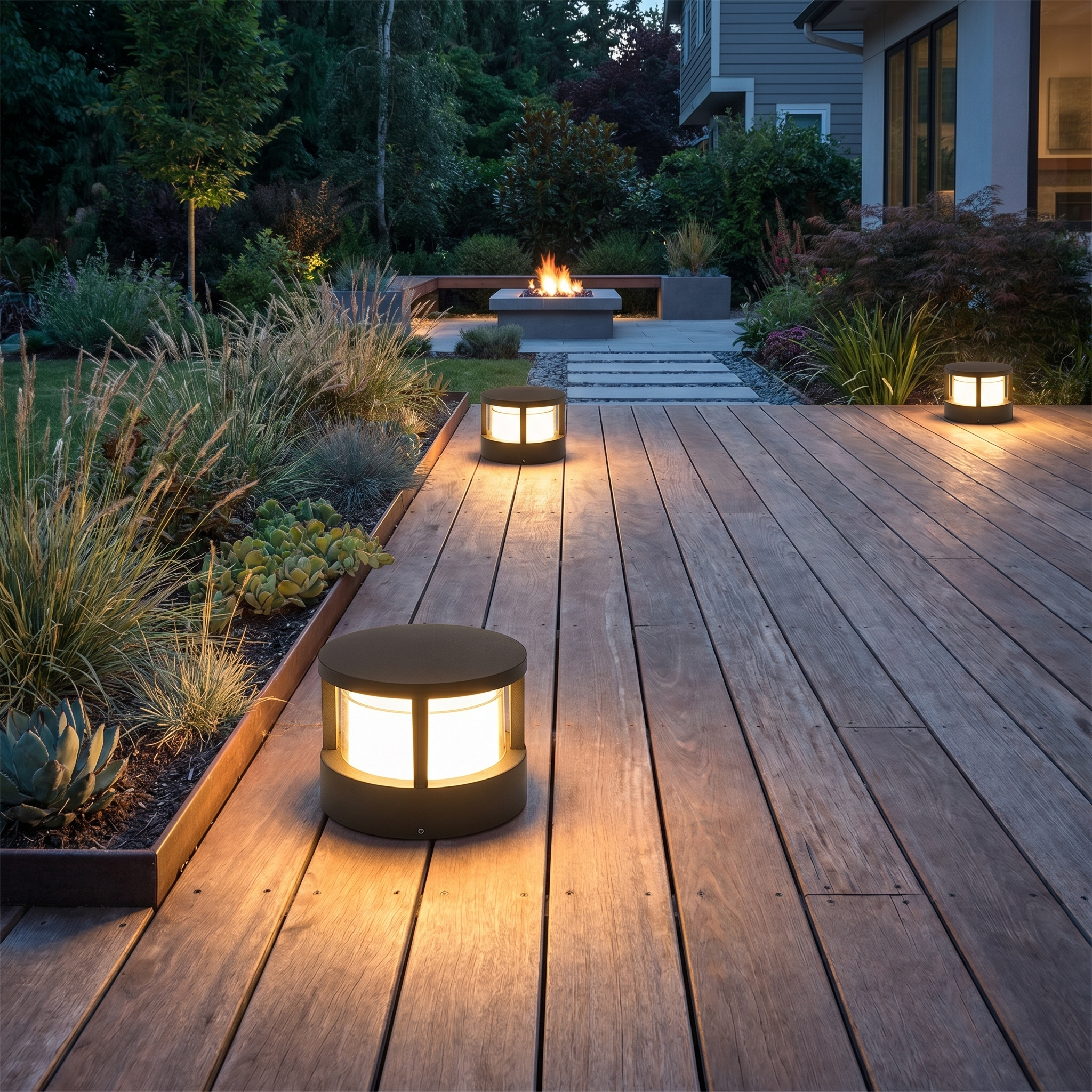 Outdoor Post Light, Double-Layer Acrylic, Aluminum, IP65, Warm White 5W