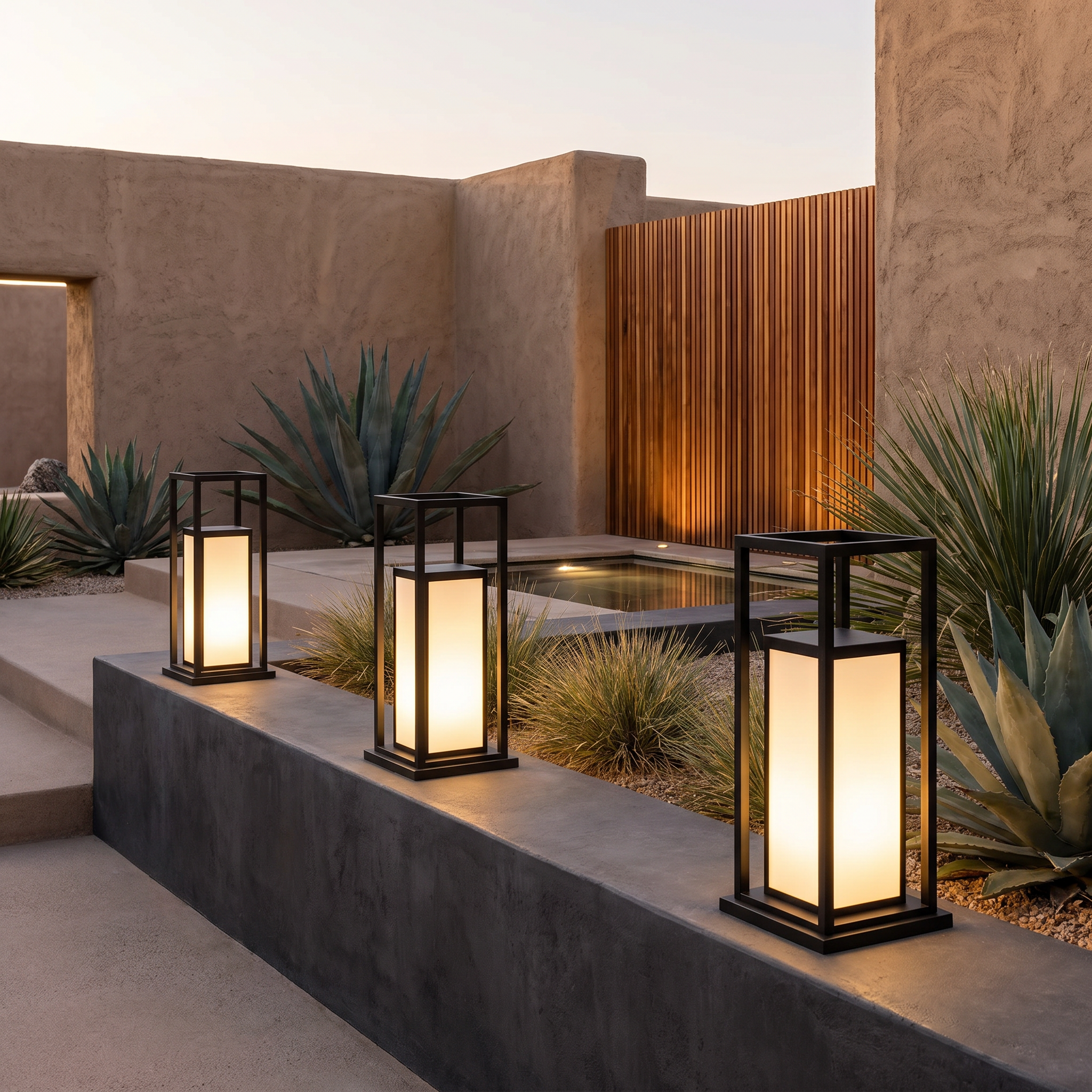 Outdoor Pillar Light, Stainless Steel and Acrylic, IP65, Solar or Hardwired