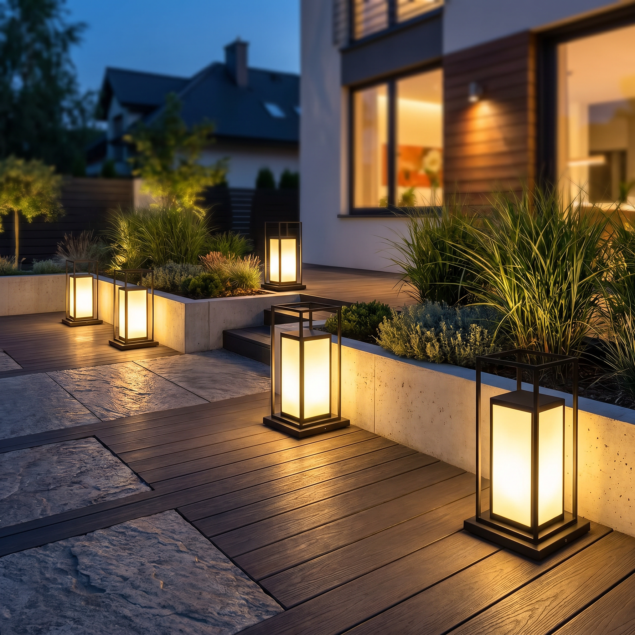 Outdoor Pillar Light, Stainless Steel and Acrylic, IP65, Solar or Hardwired