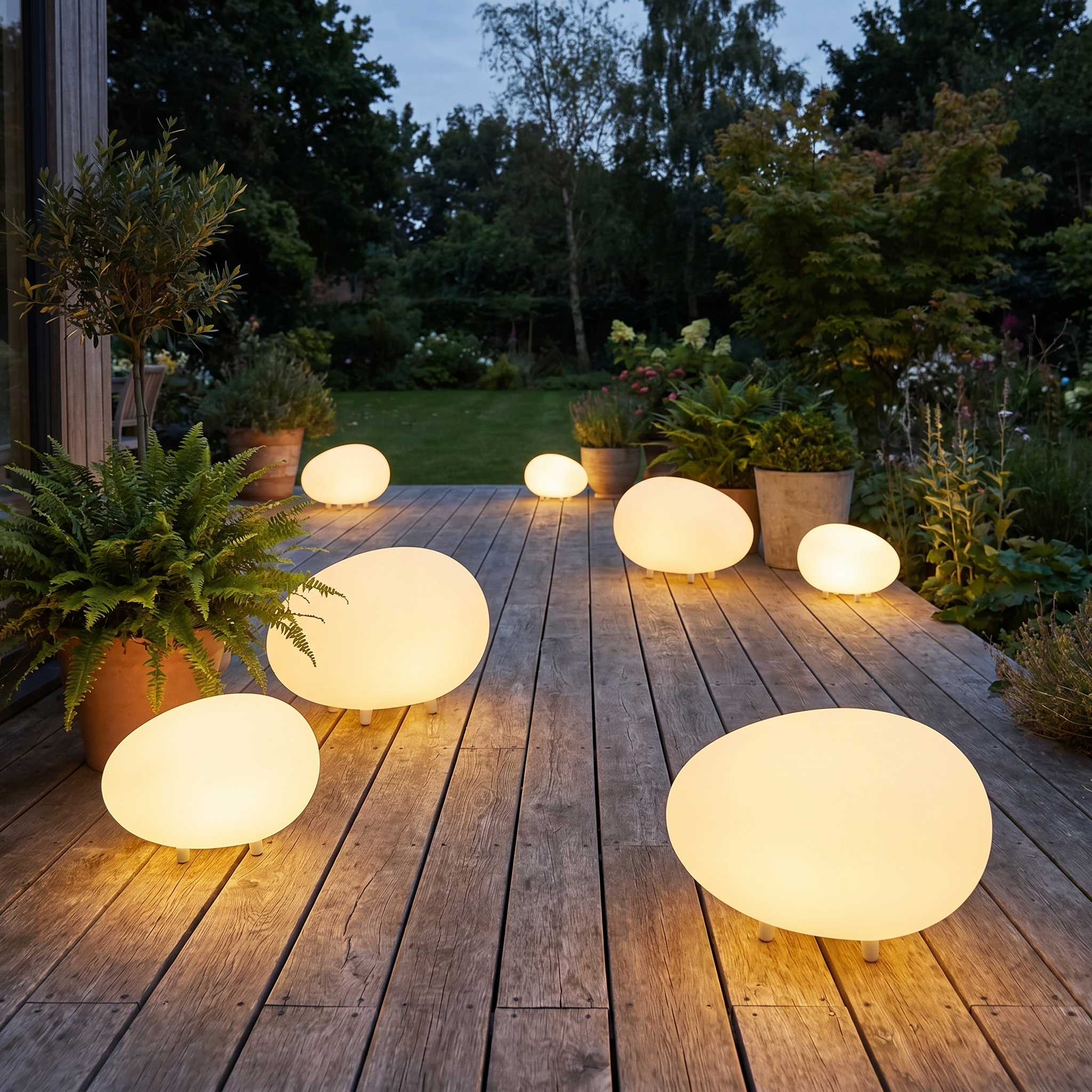 Pebble Garden Light, PE, IP65, 3-Color Temp, E27, Four Sizes