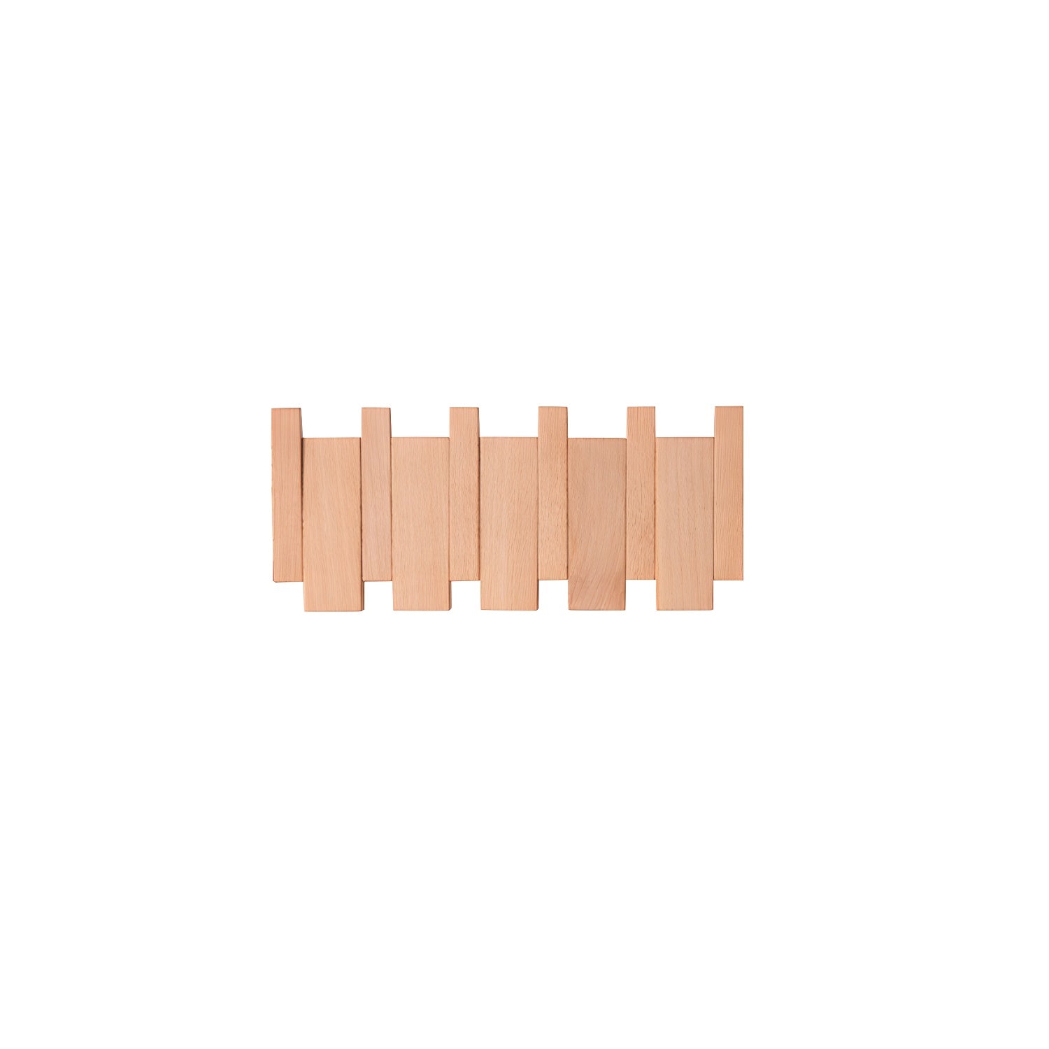Piano Key Wall Coat Rack, Solid Oak Wood, Beech or Walnut, 4 to 12 Hooks